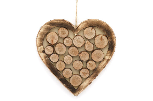 Wooden Hanging Heart With Burnt Effect 33cm - Kaftan direct