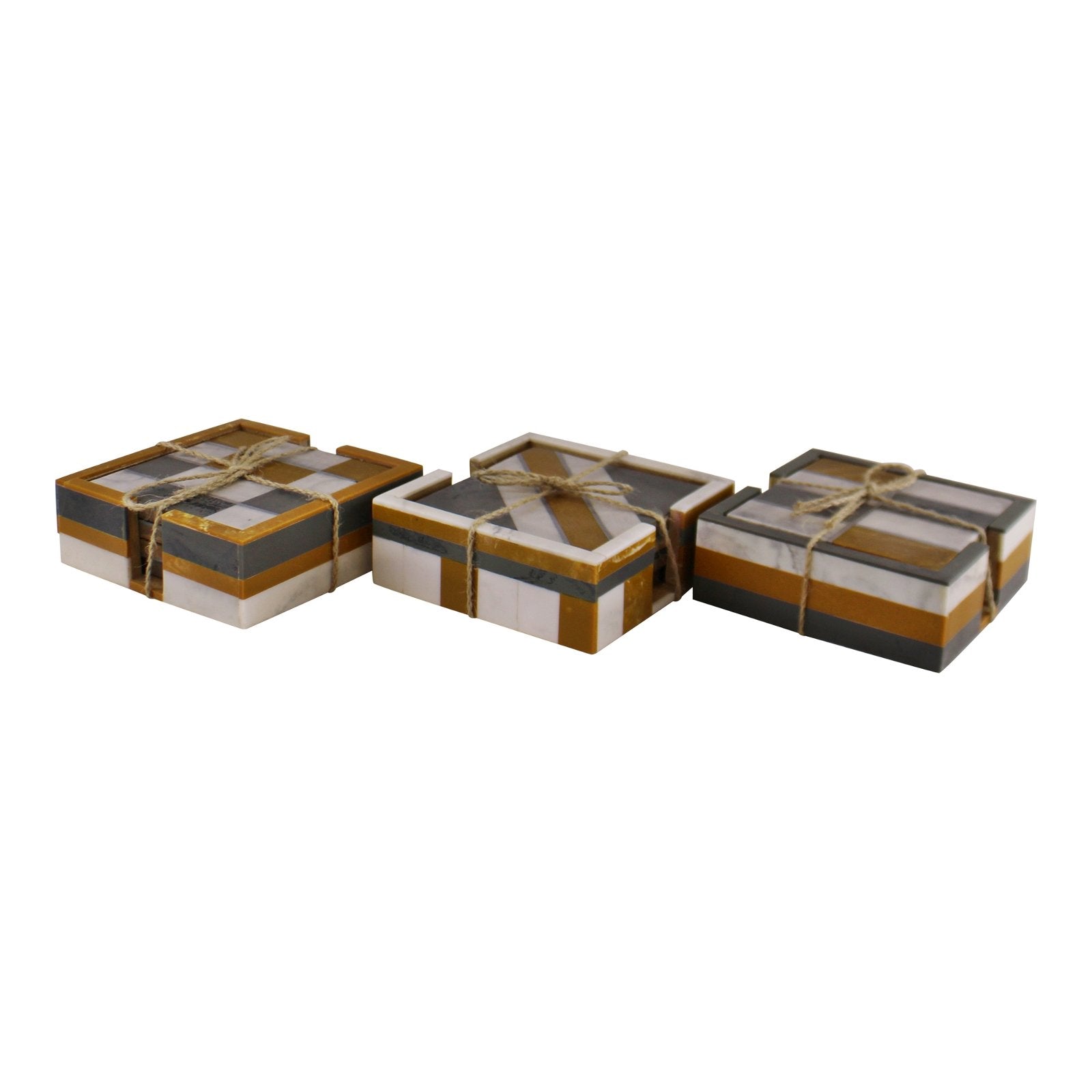 Set of 4 Square, Resin Coasters, Abstract Design - Kaftan direct