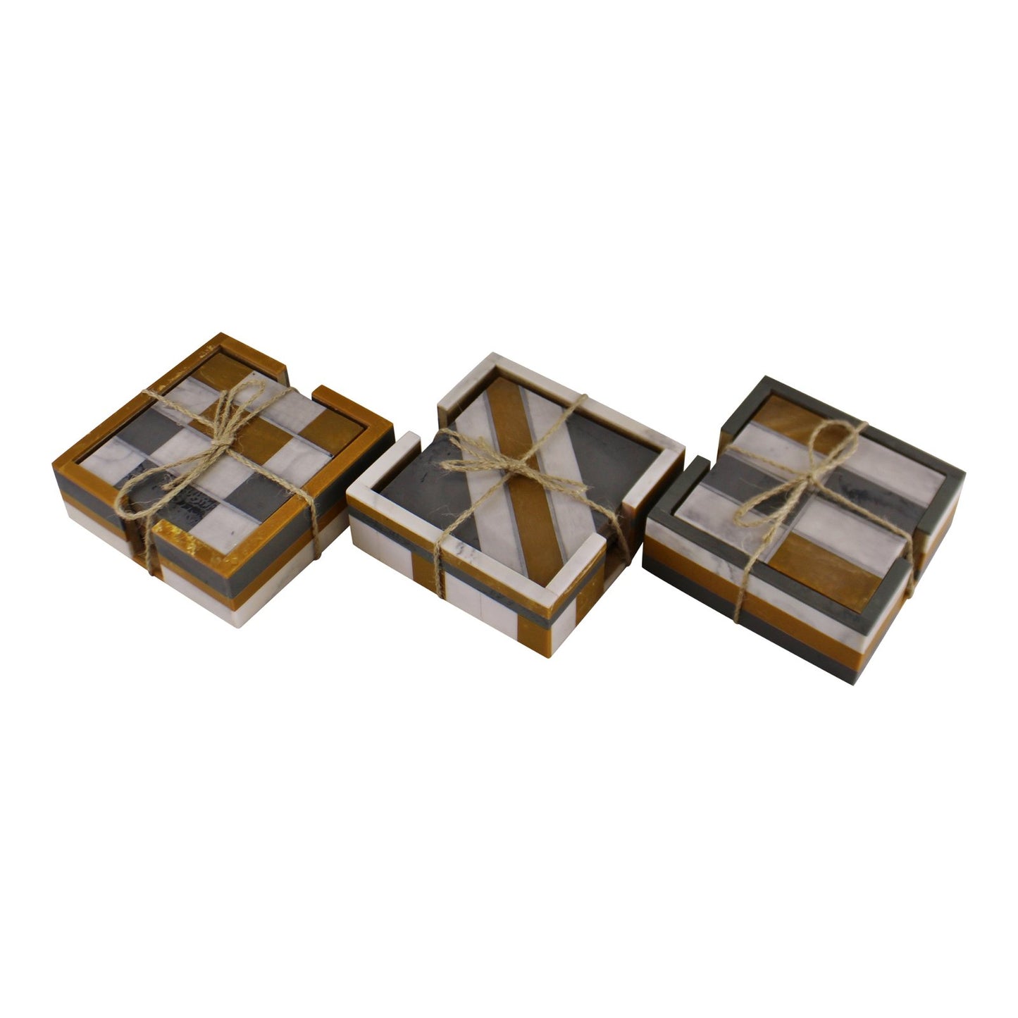 Set of 4 Square, Resin Coasters, Abstract Design - Kaftan direct