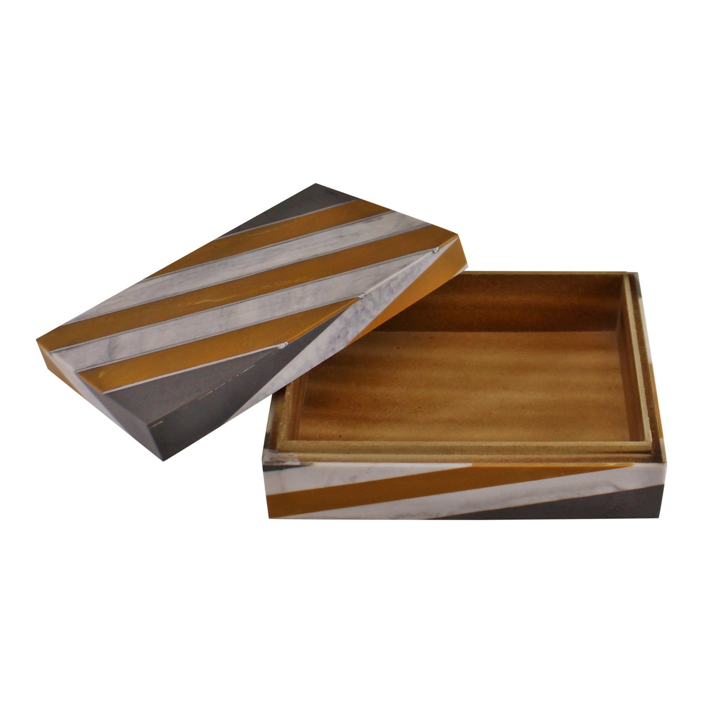 Abstract Design Resin Large Trinket Box, Design 1 , Diagonal Stripes