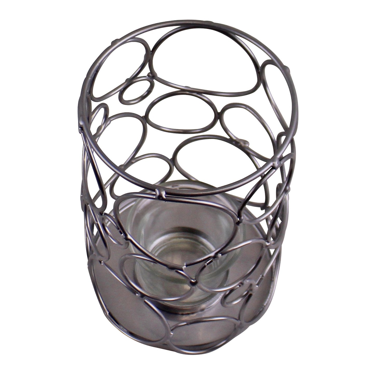 Small Silver Metal Abstract Design Candle Holder - Kaftan direct