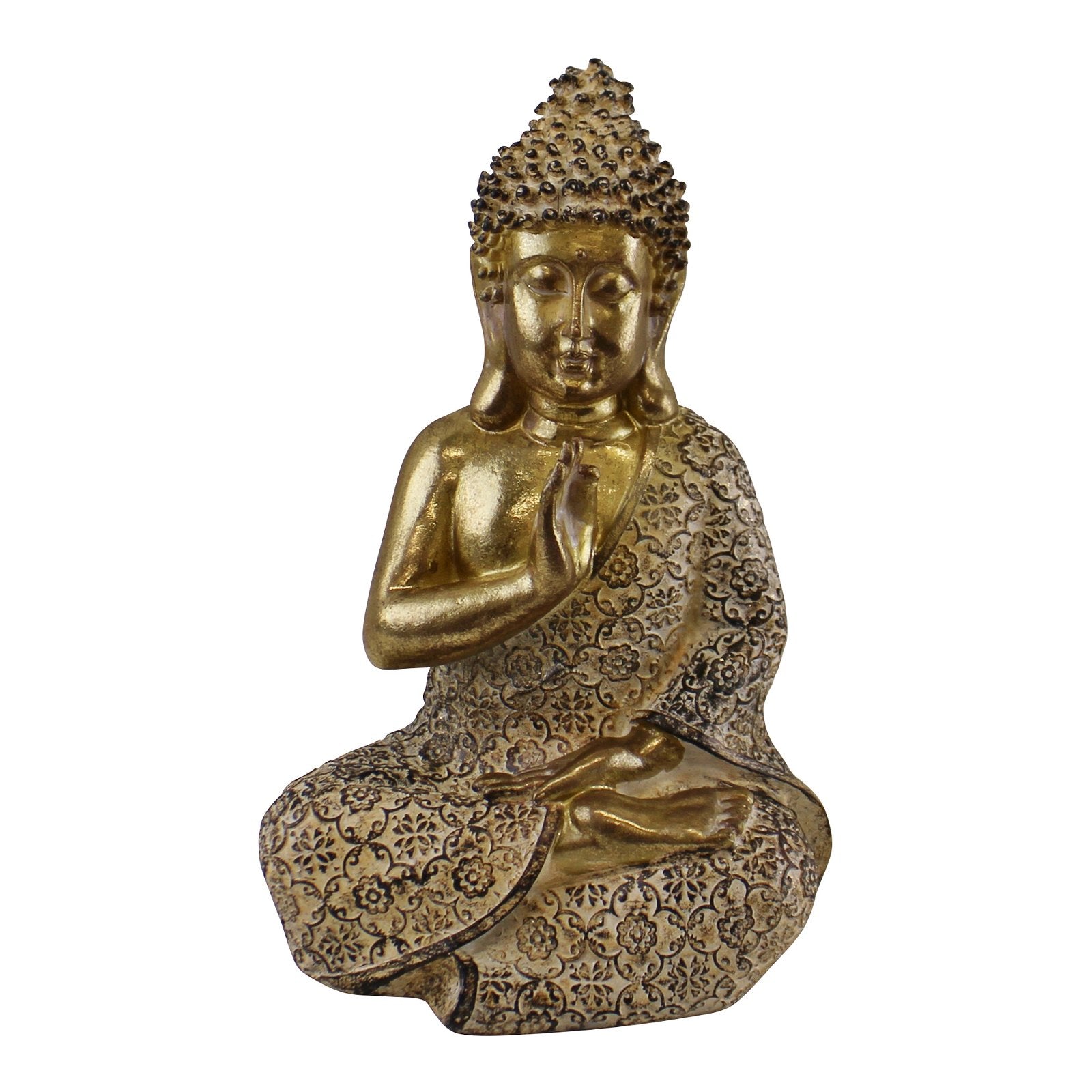 Gold Sitting Buddha Ornament, Meditating, 19cm - Kaftan direct