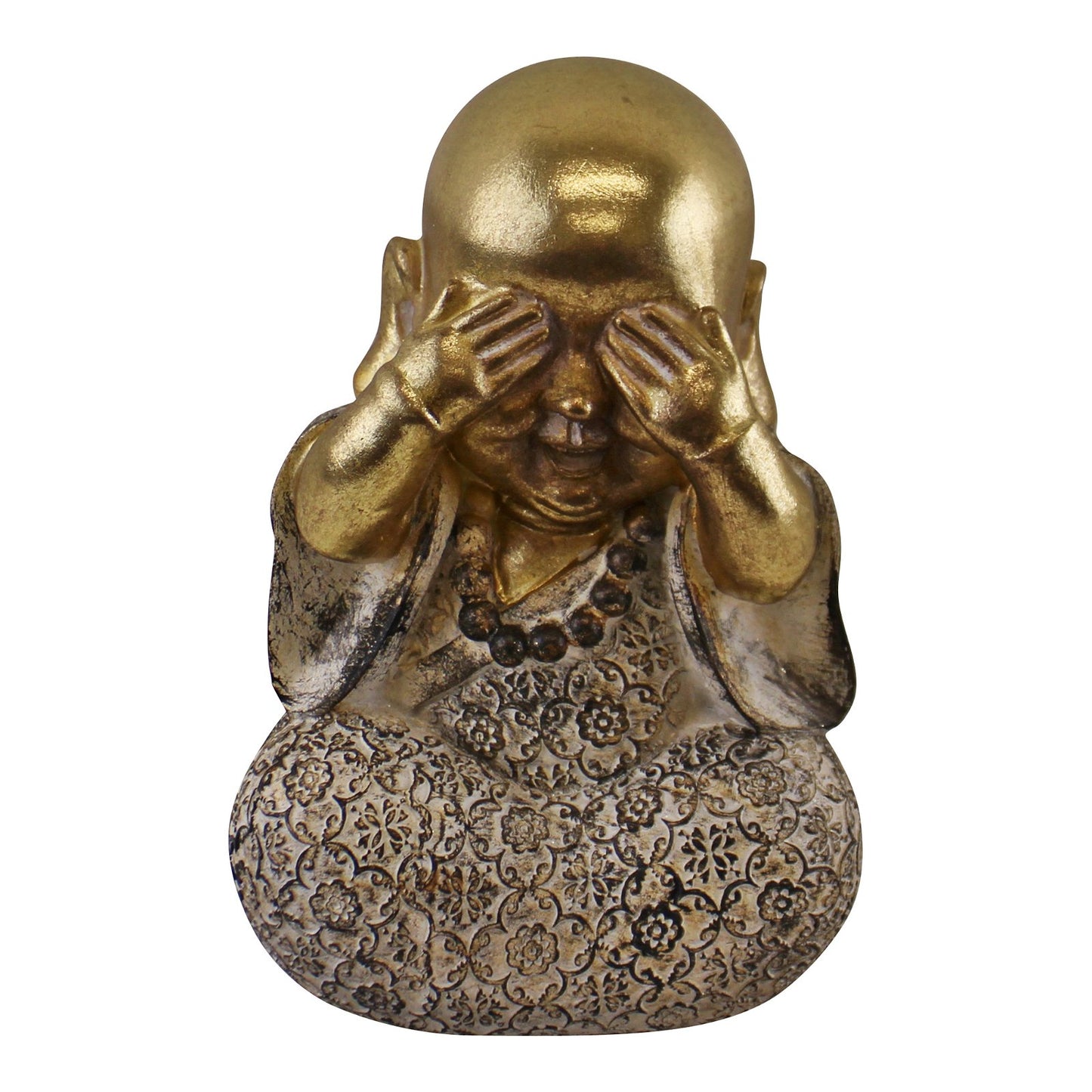 Set of 3 Gold Buddha Ornaments, See No Evil, Hear No Evil, Speak No Evil
