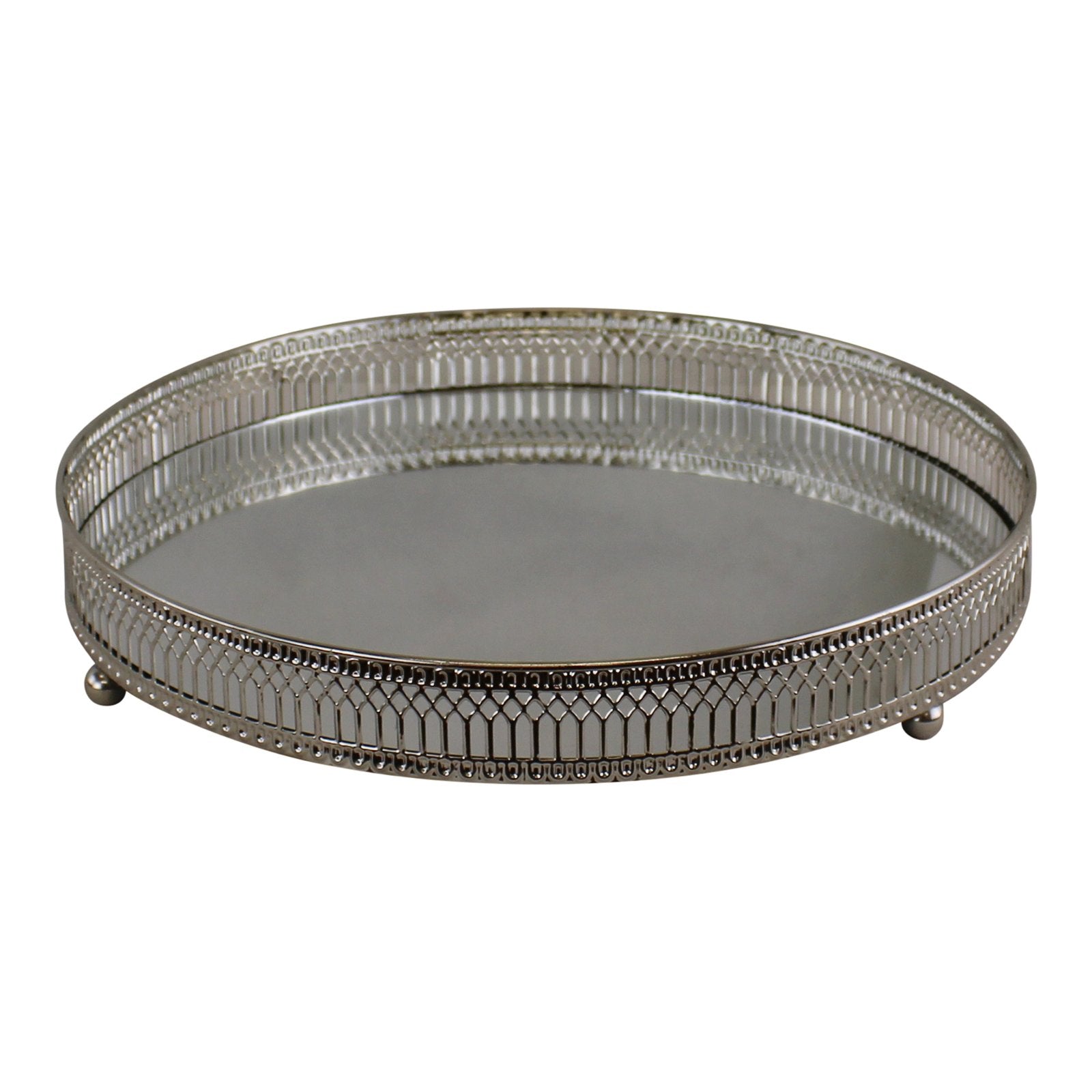 Large Silver Mirror Candle Plate - Kaftan direct