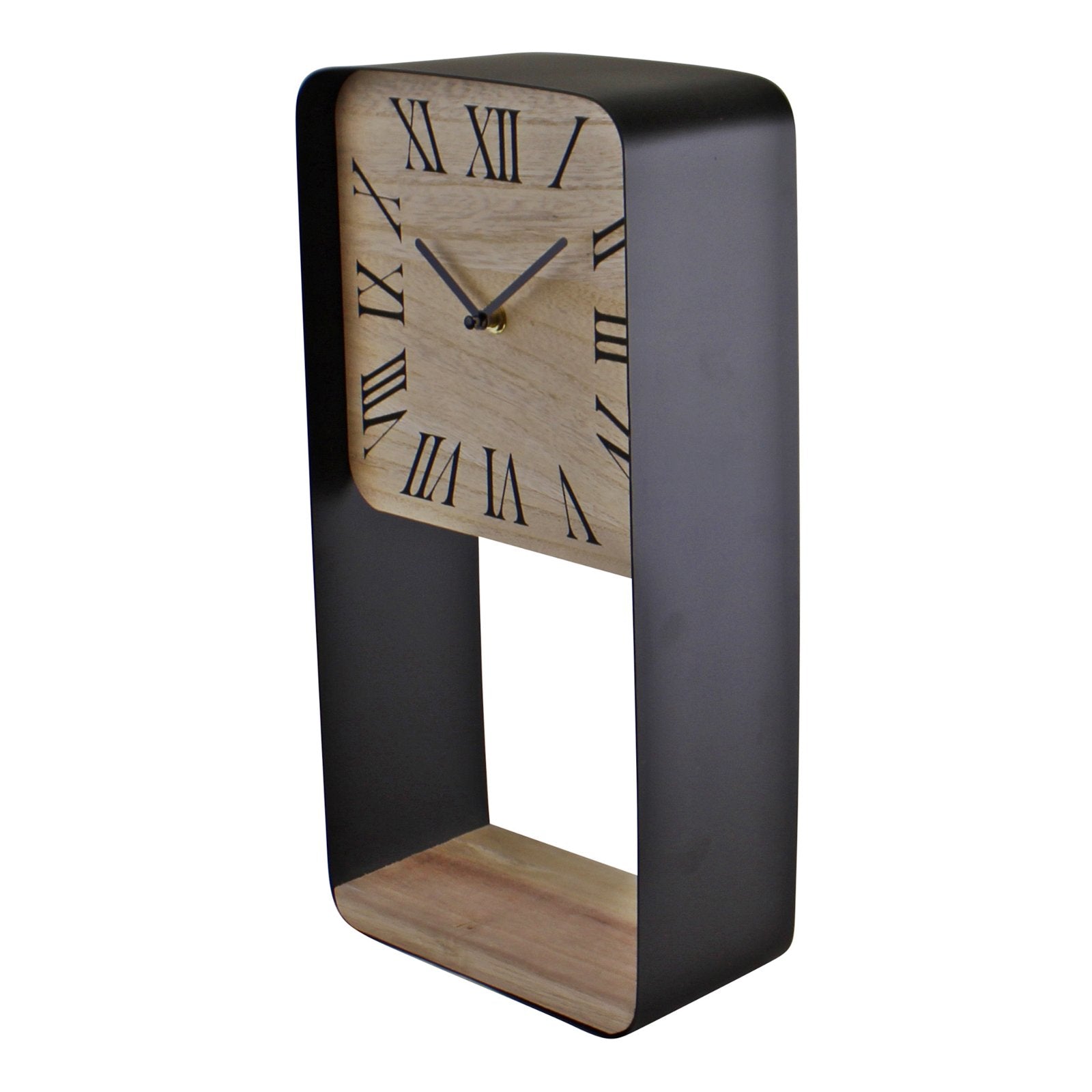Metal Framed Freestanding Clock With Shelf, 40cm - Kaftan direct