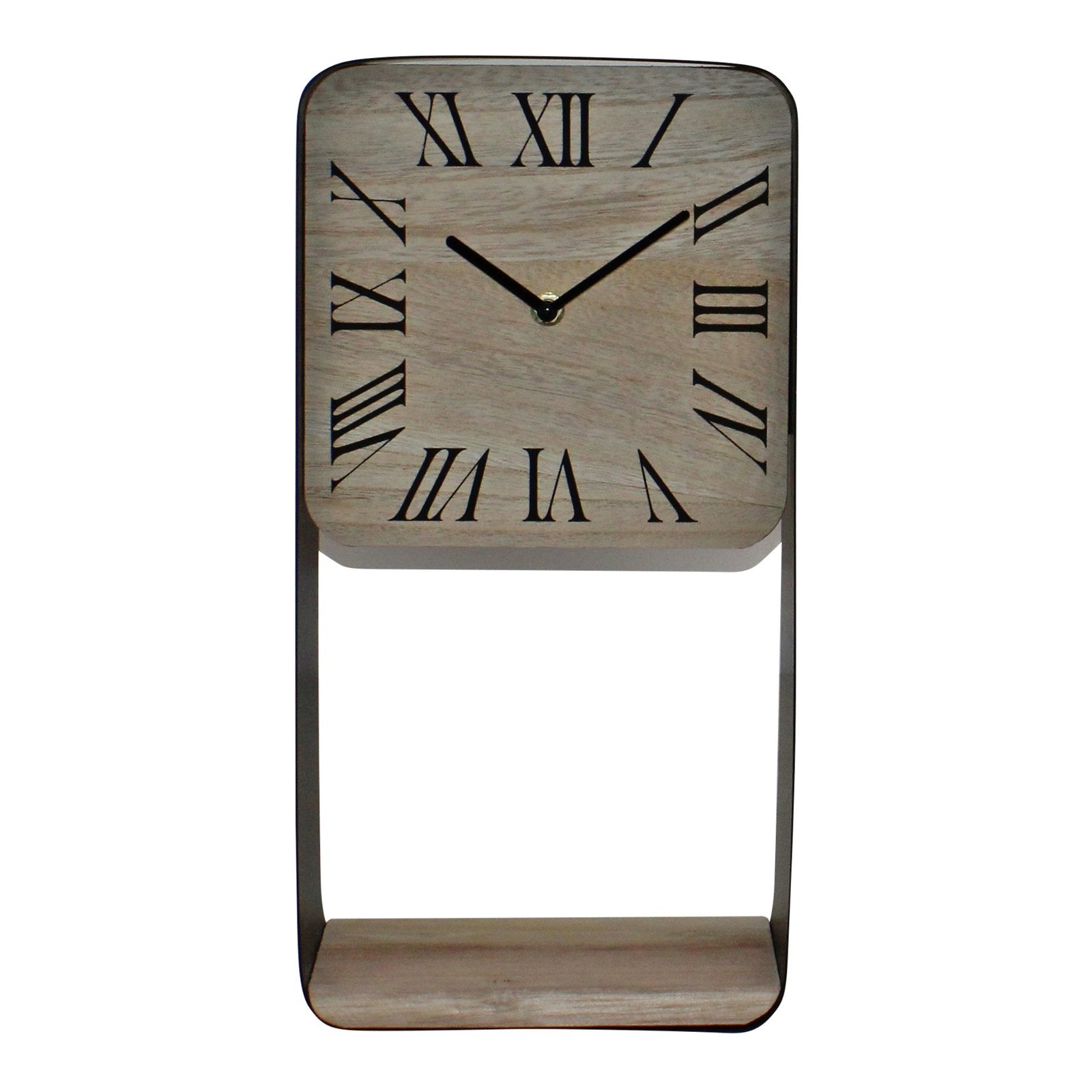 Metal Framed Freestanding Clock With Shelf, 40cm - Kaftan direct