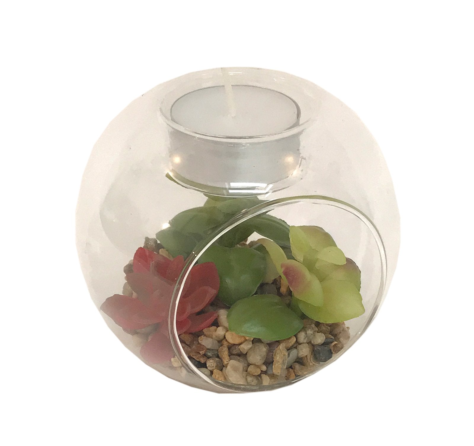 Succulent In Glass Terrarium with TeaLight Holder - Kaftan direct