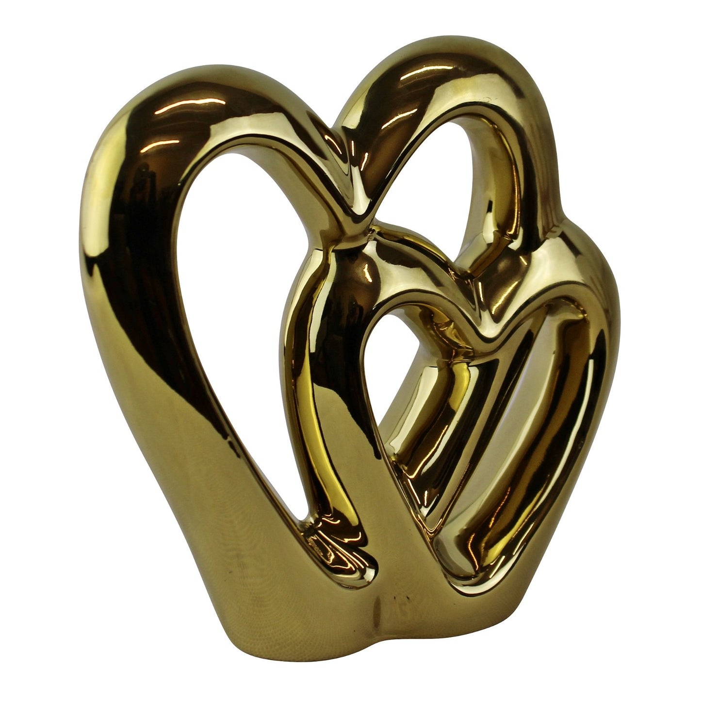 Gold Double Heart Ornament, 15cm. - Kaftan direct