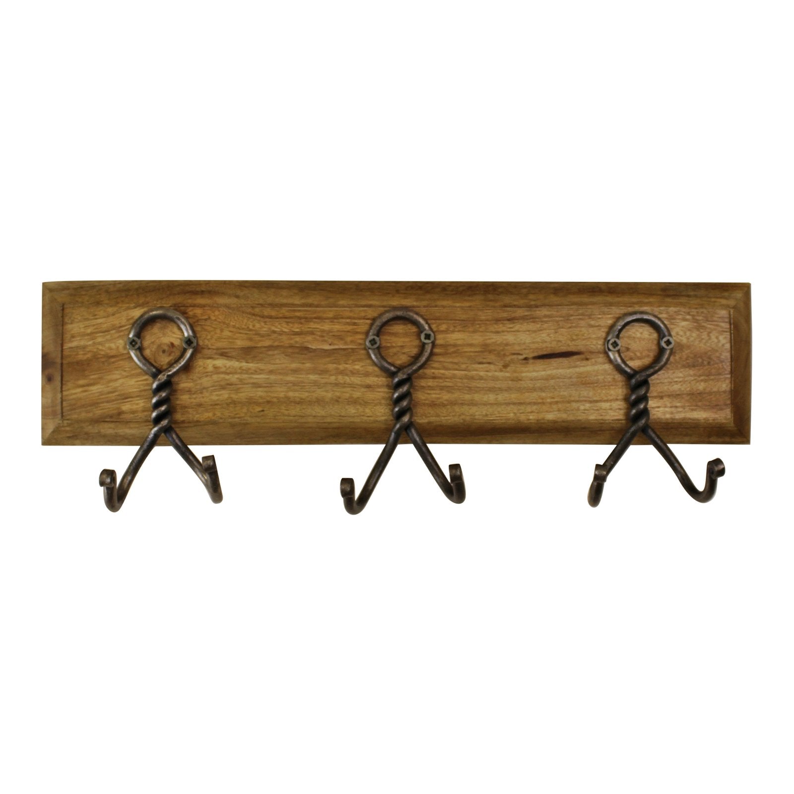 3 Piece Double Metal Hooks On Wooden Base - Kaftan direct