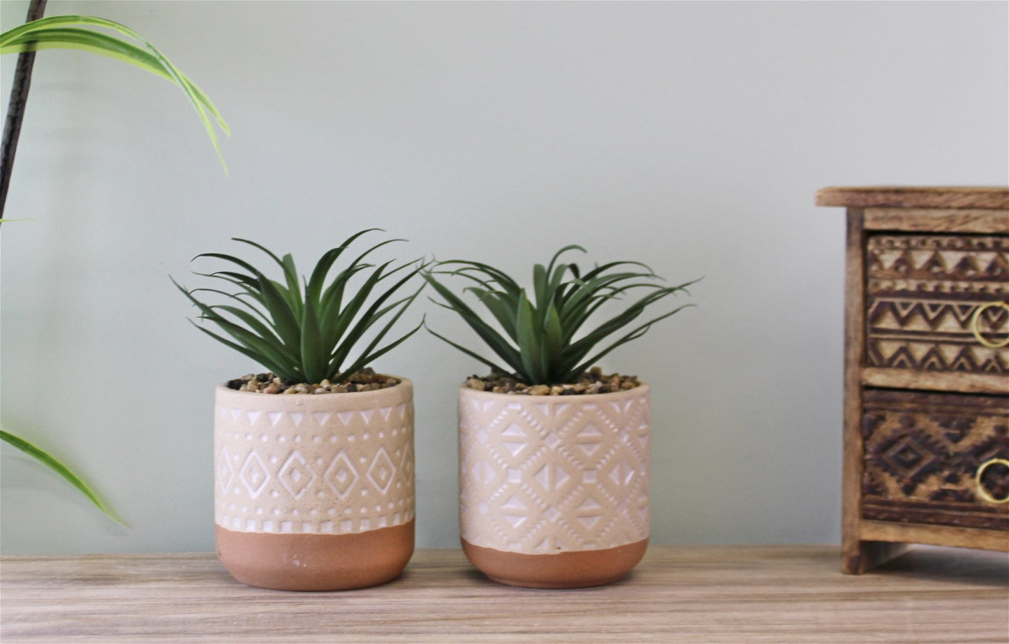 Set of 2 Faux Succulents In Ceramic Pots - Kaftan direct