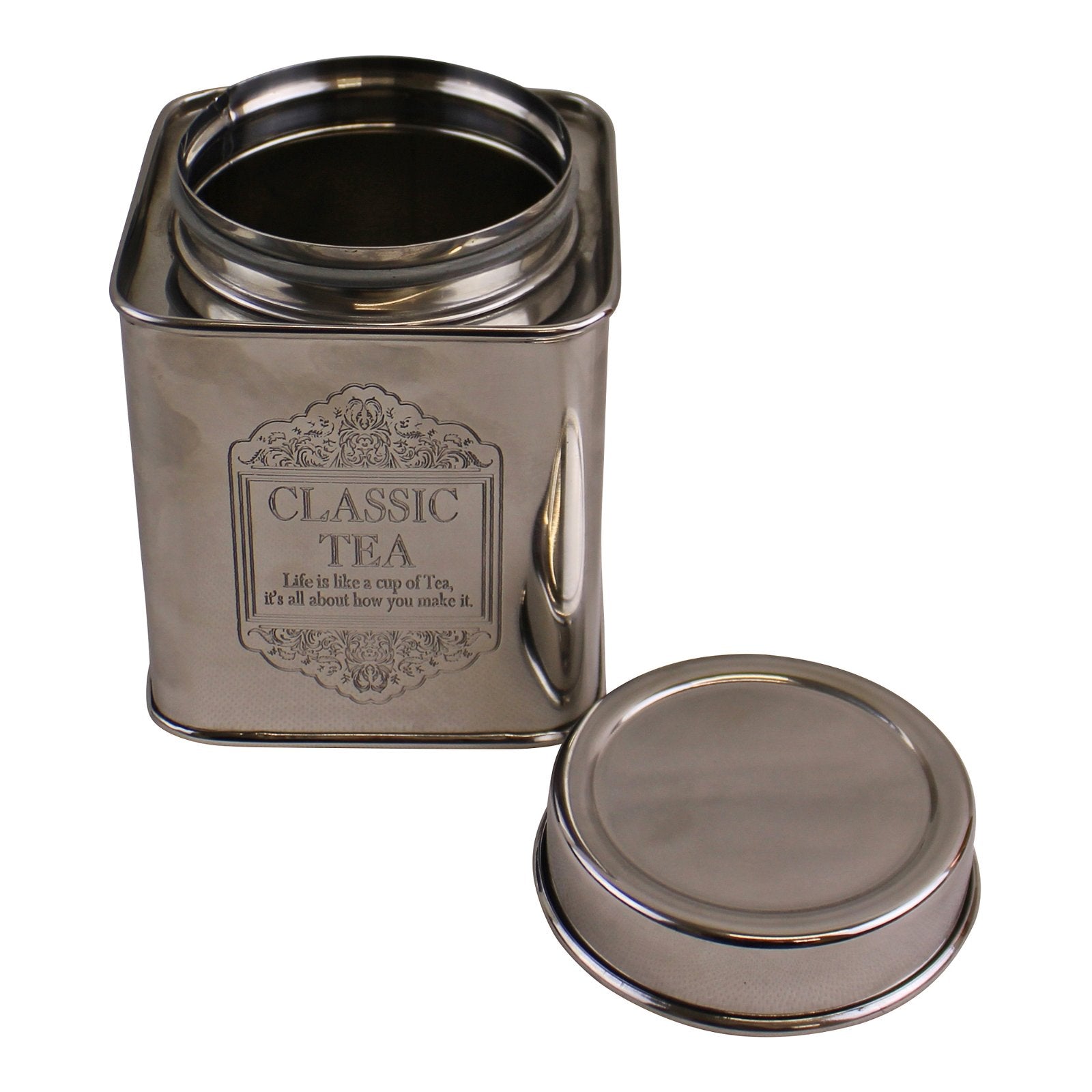Silver Metal Tea, Coffee & Sugar Storage Tins - Kaftan direct