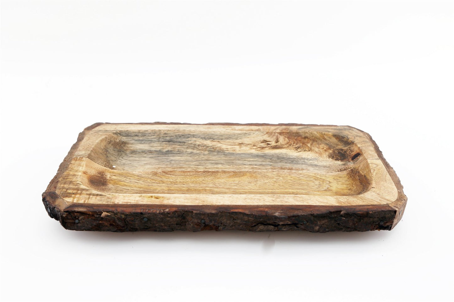 Small Wooden Platter Tray With Bark Edging