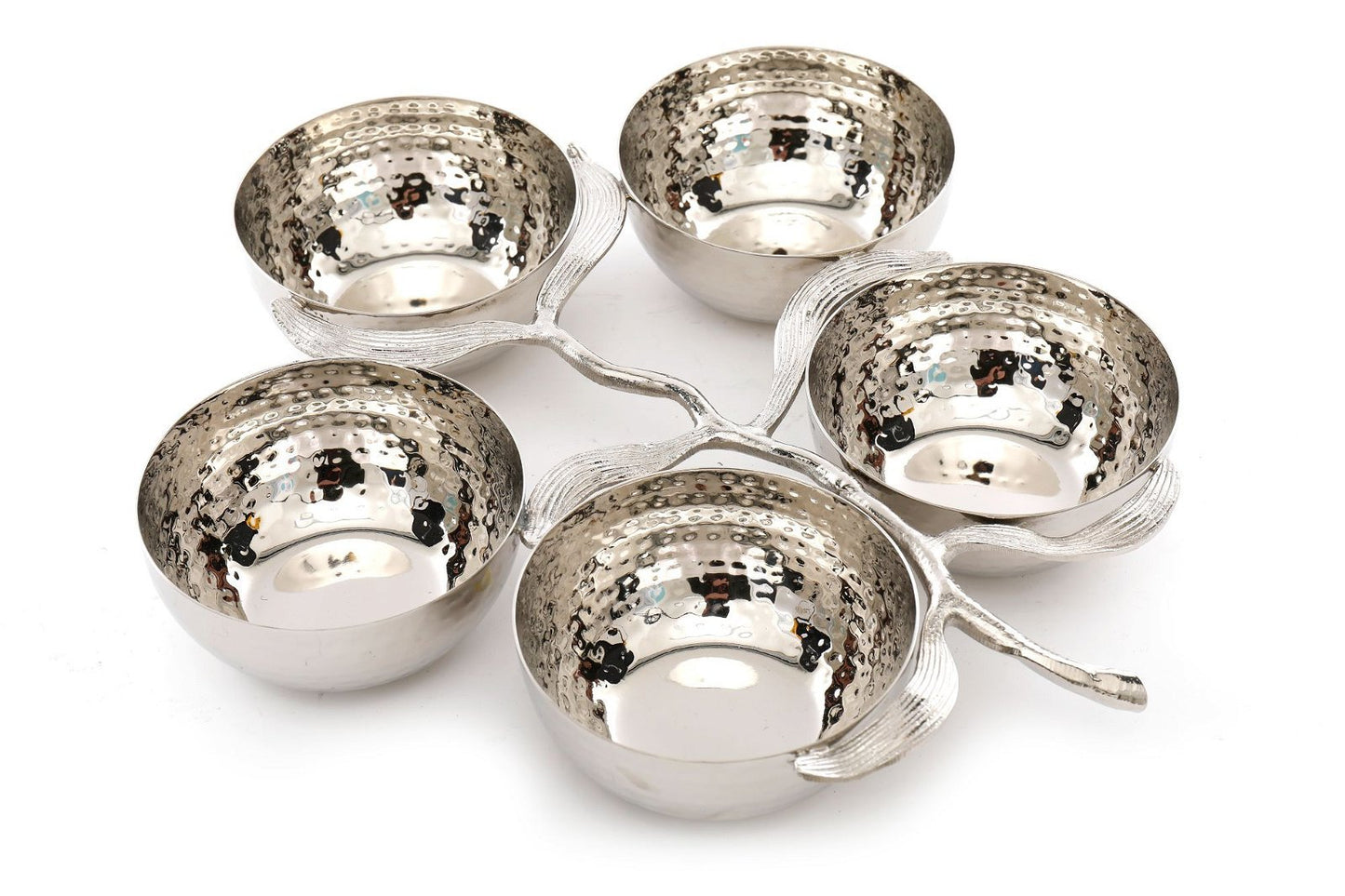 Silver Metal Branch With 5 Snack Bowls 33cm