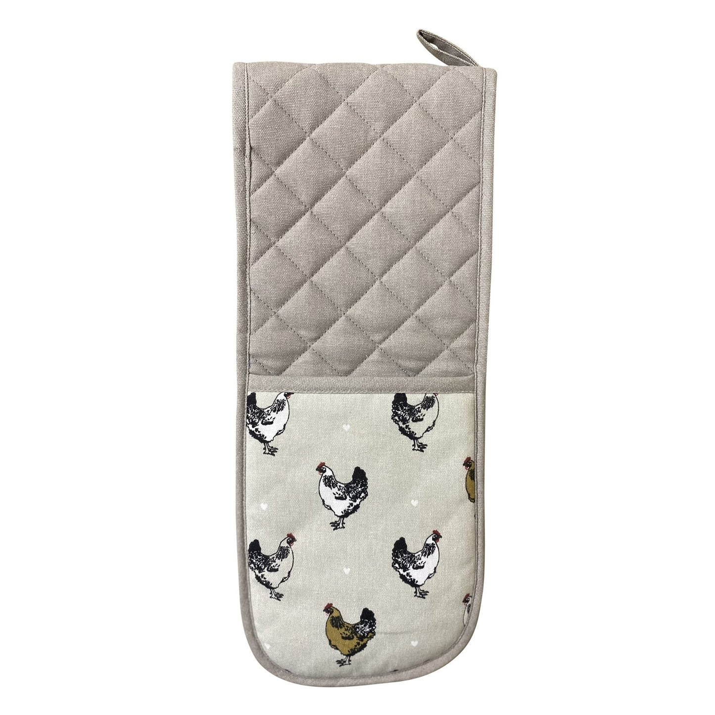 Double Oven Glove With A Chicken Print Design - Kaftan direct