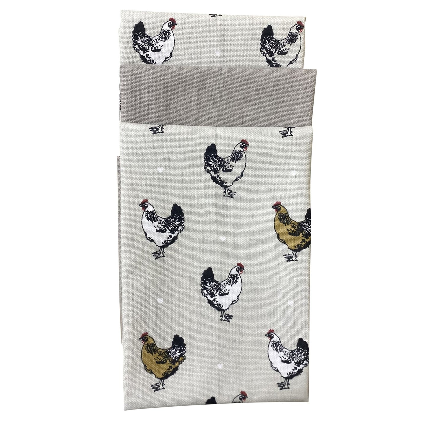 Pack of Three Tea Towels With A Chicken Print Design