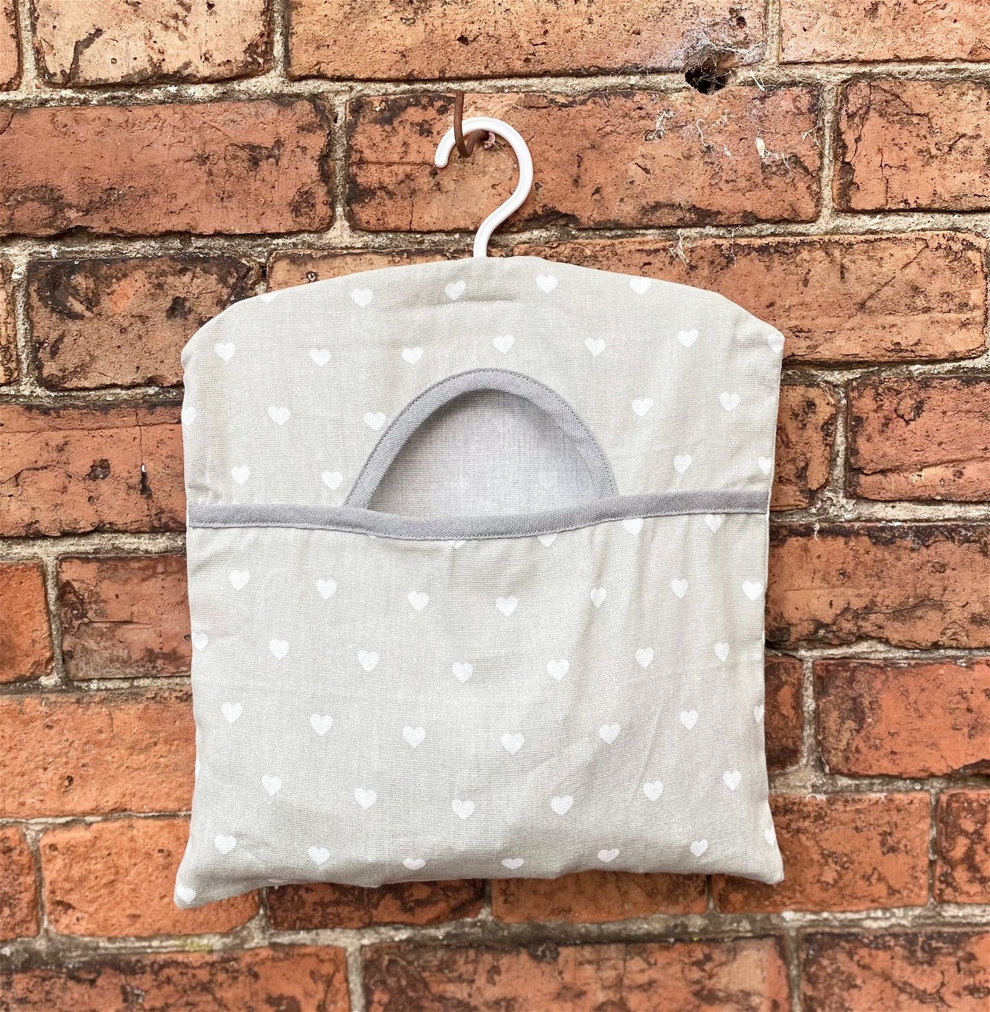 Cotton Peg Bag With Grey Hearts Design - Kaftan direct