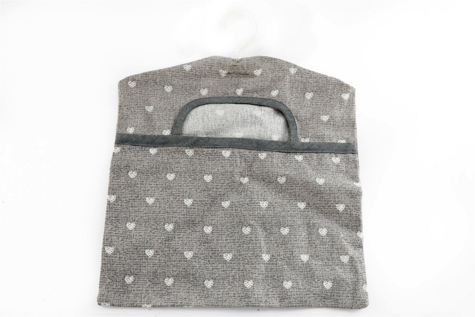 Cotton Peg Bag With Grey Hearts Design - Kaftan direct