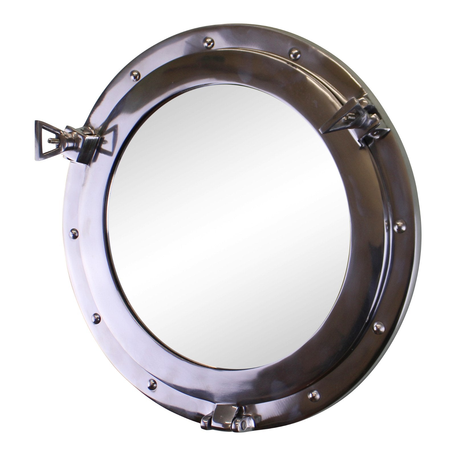 Silver Metal Port Hole Mirror, 40cm - Kaftan direct