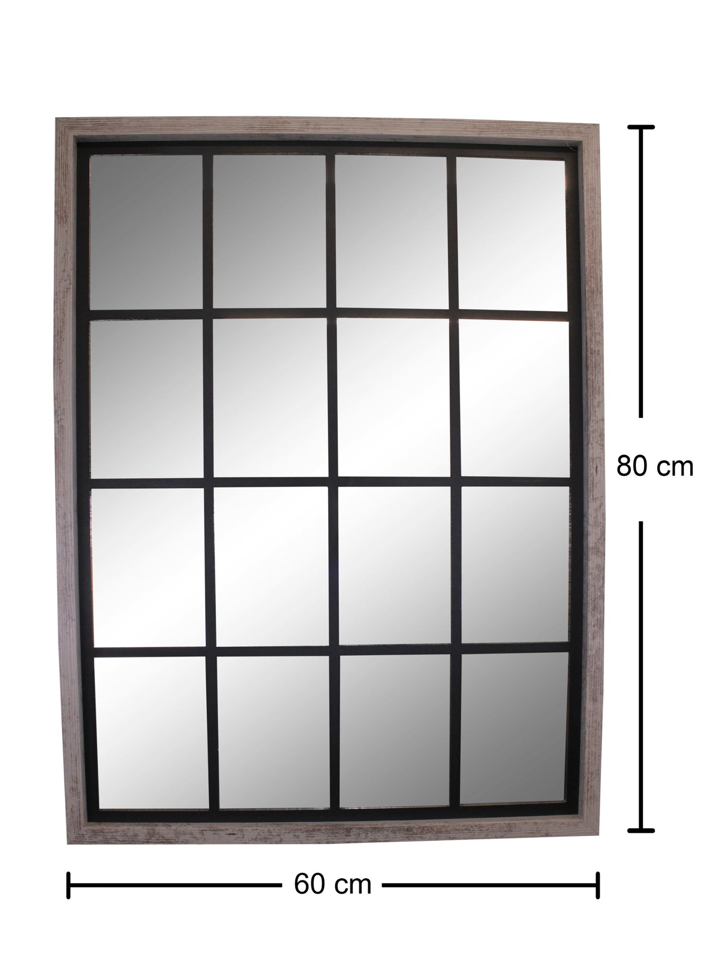 Grey Window Style Wall Mirror 60x80cm - Kaftan direct