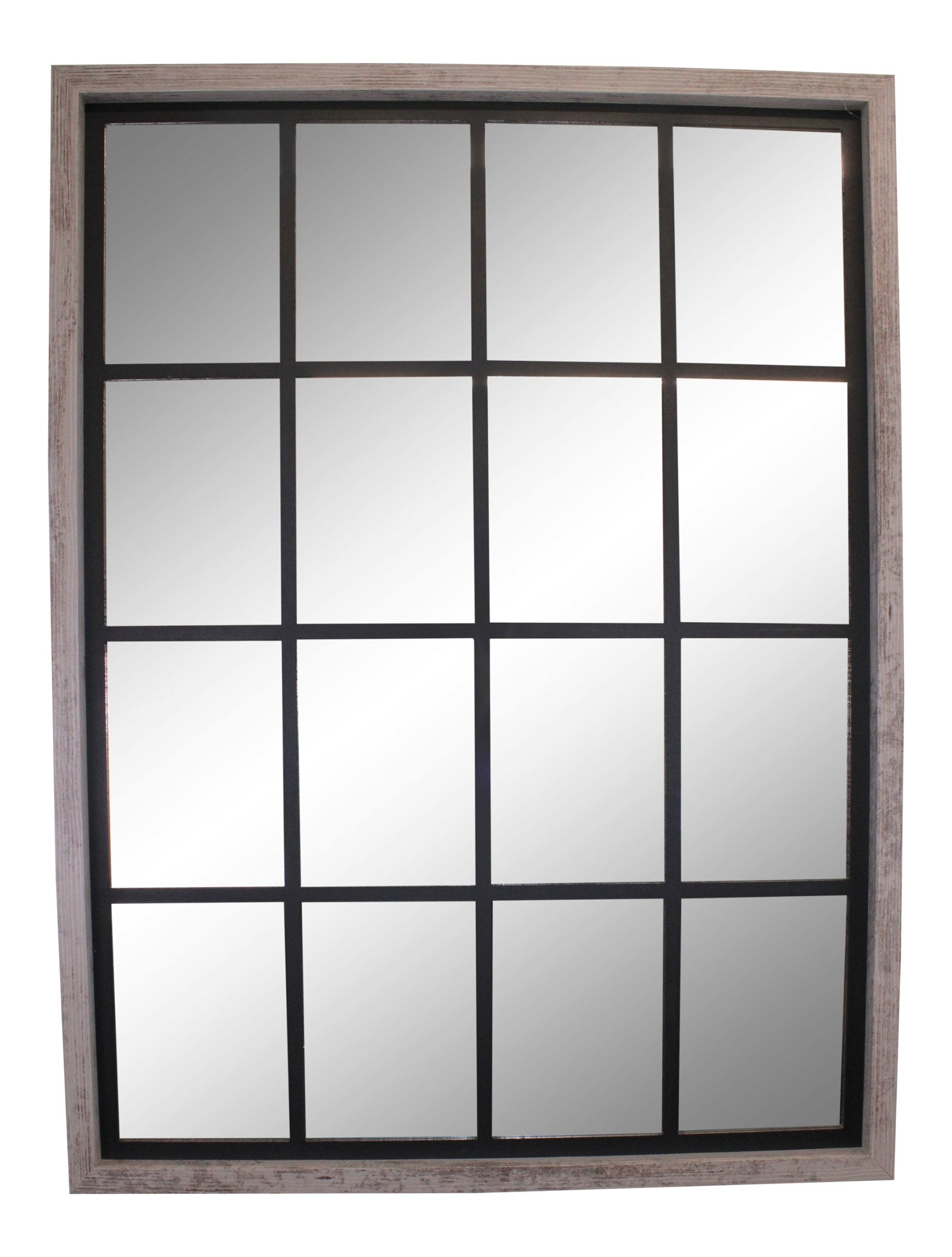 Grey Window Style Wall Mirror 60x80cm - Kaftan direct