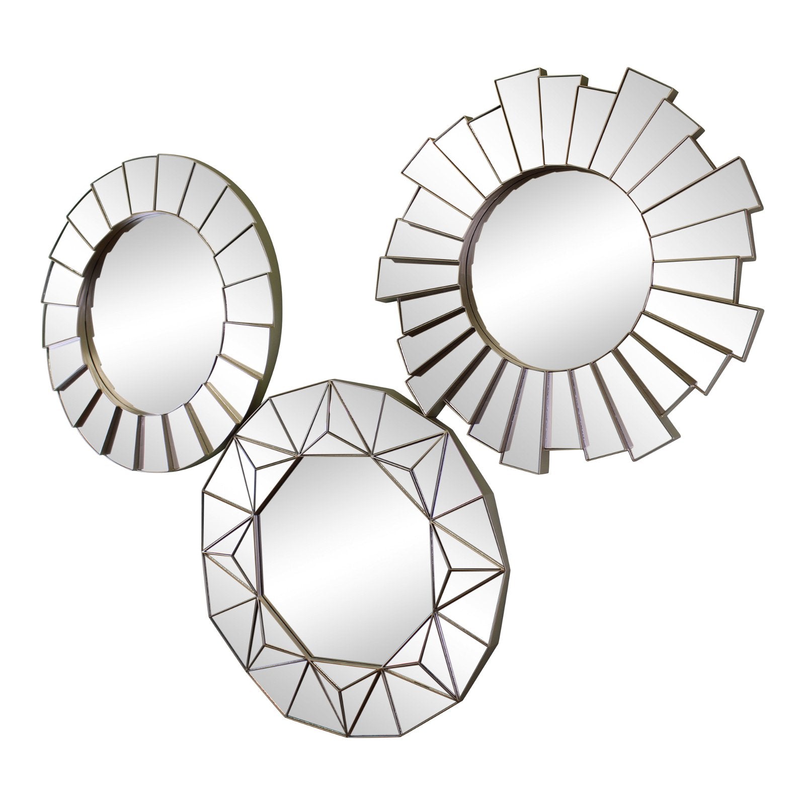 Set of 3 Geometric Style Mirrors - Kaftan direct