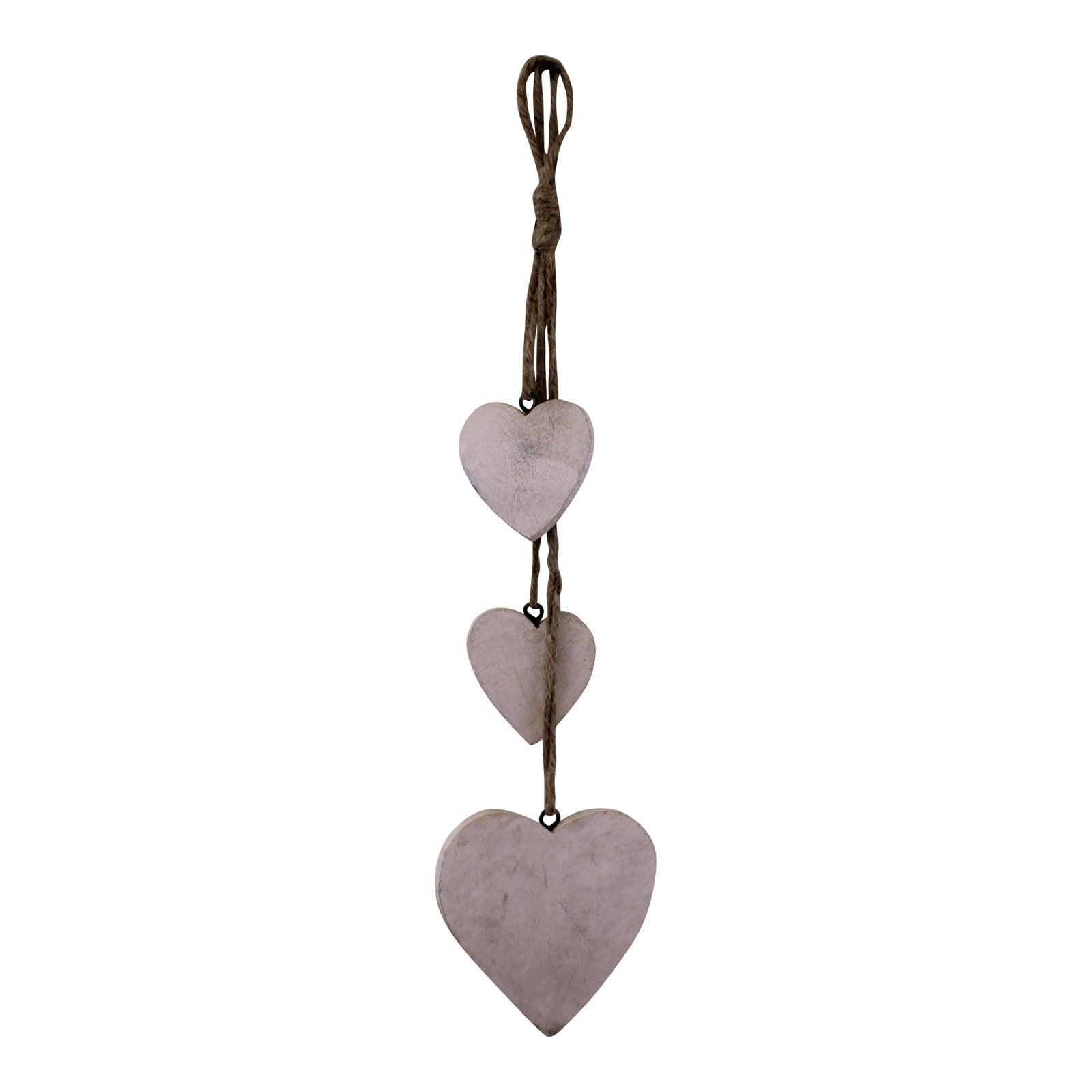 Three Hanging Wooden Heart Decoration, Light Wood - Kaftan direct