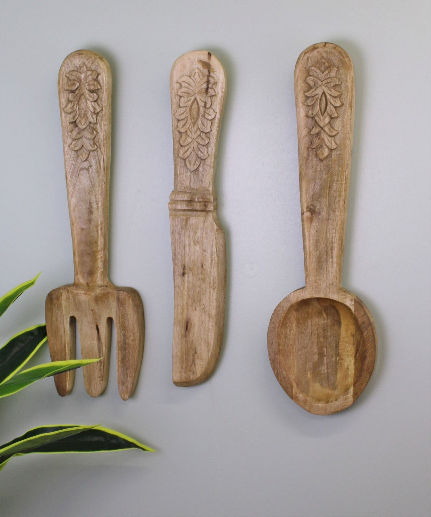 Large Wooden Wall Hanging Cutlery Set of 3 - Kaftan direct