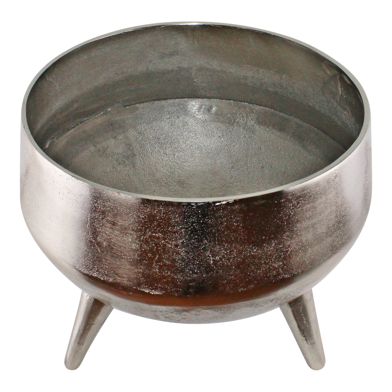 Silver Metal Planter/Bowl With Feet, 35cm - Kaftan direct