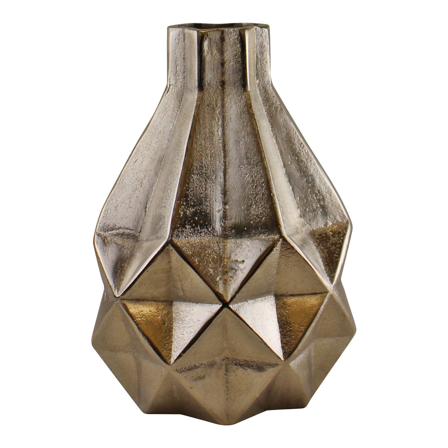 Silver Metal Geometric Design Vase, 31cm - Kaftan direct