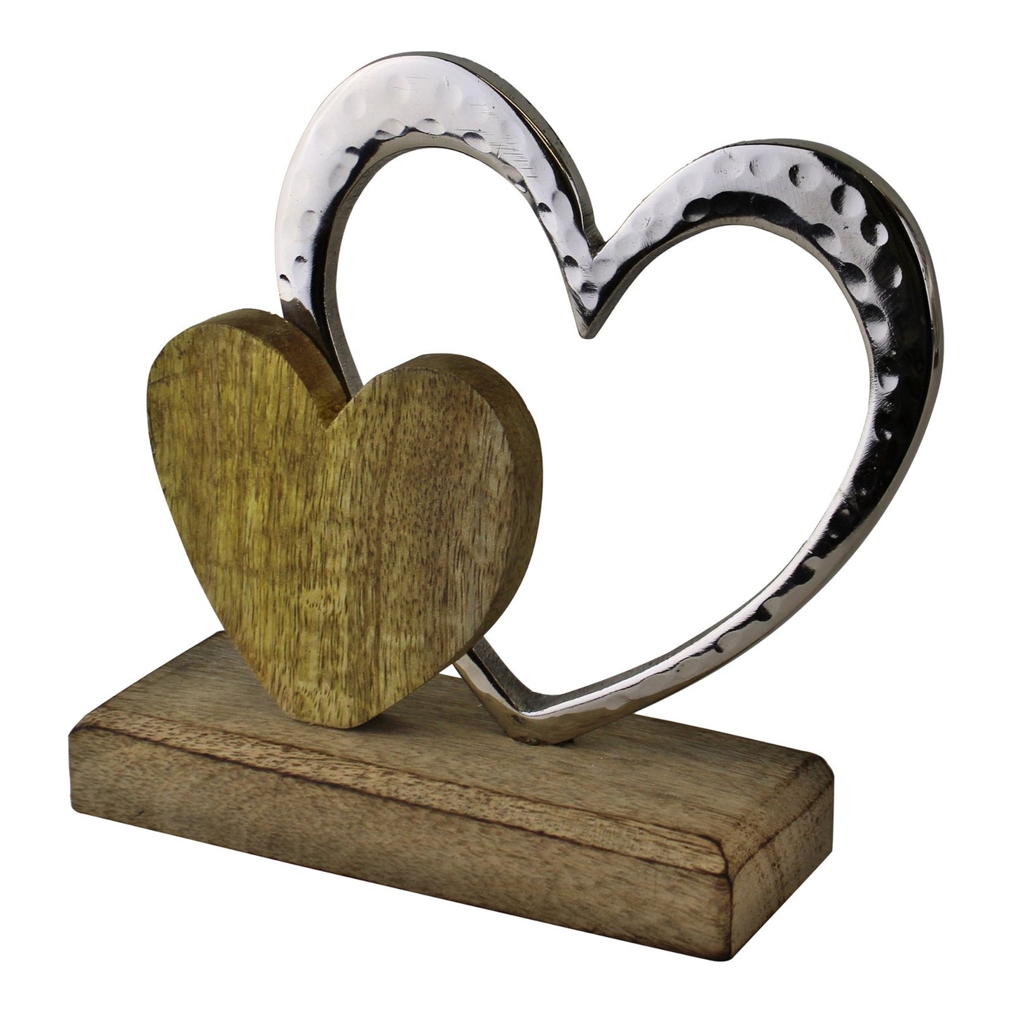 Small Double Heart On Wooden Base Ornament