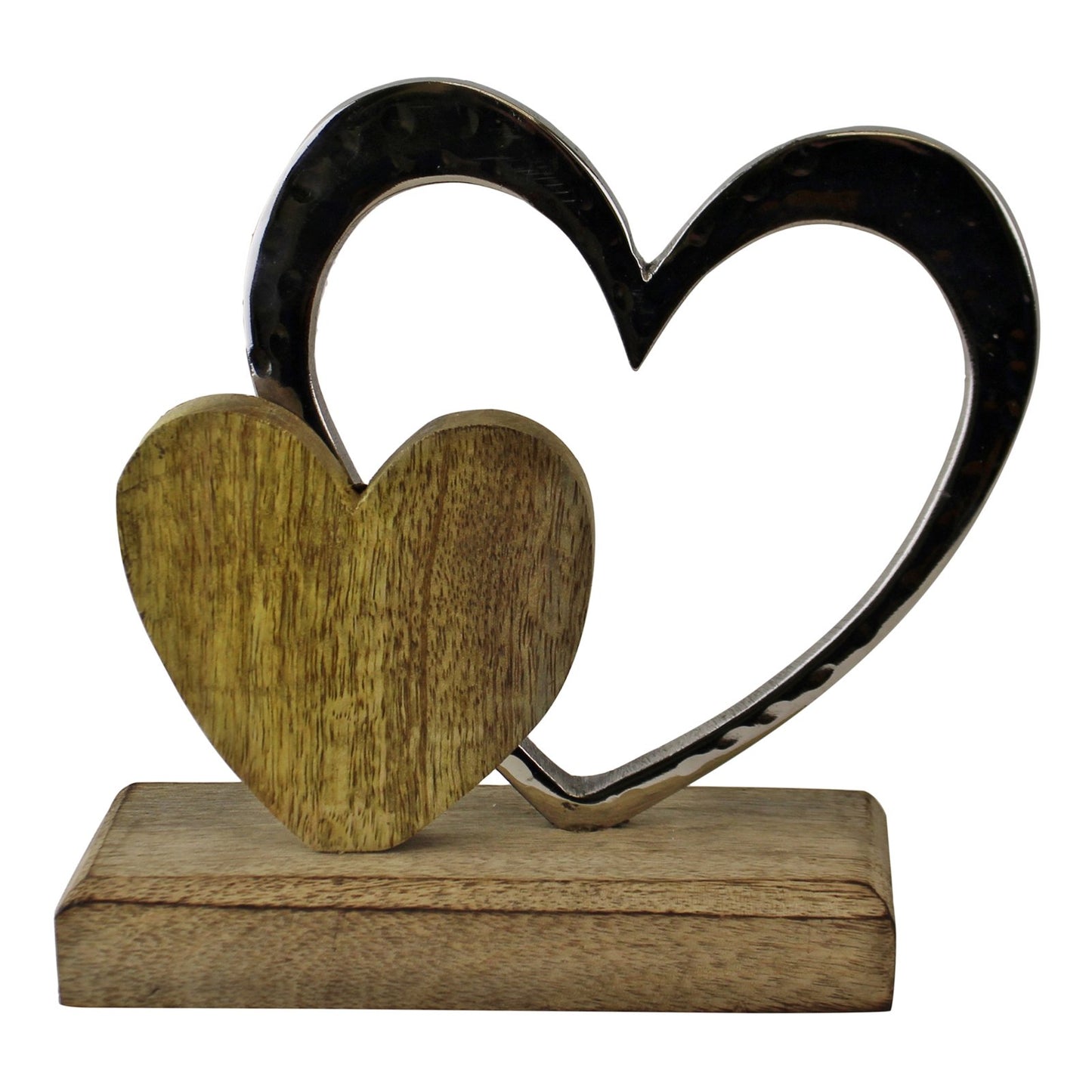 Small Double Heart On Wooden Base Ornament