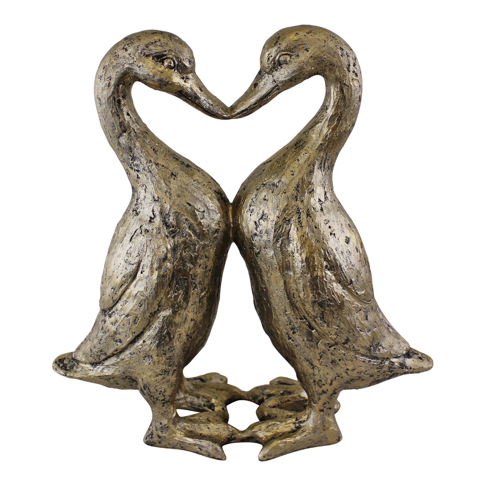 Gold Resin Kissing Ducks Heart Ornament - Kaftan direct