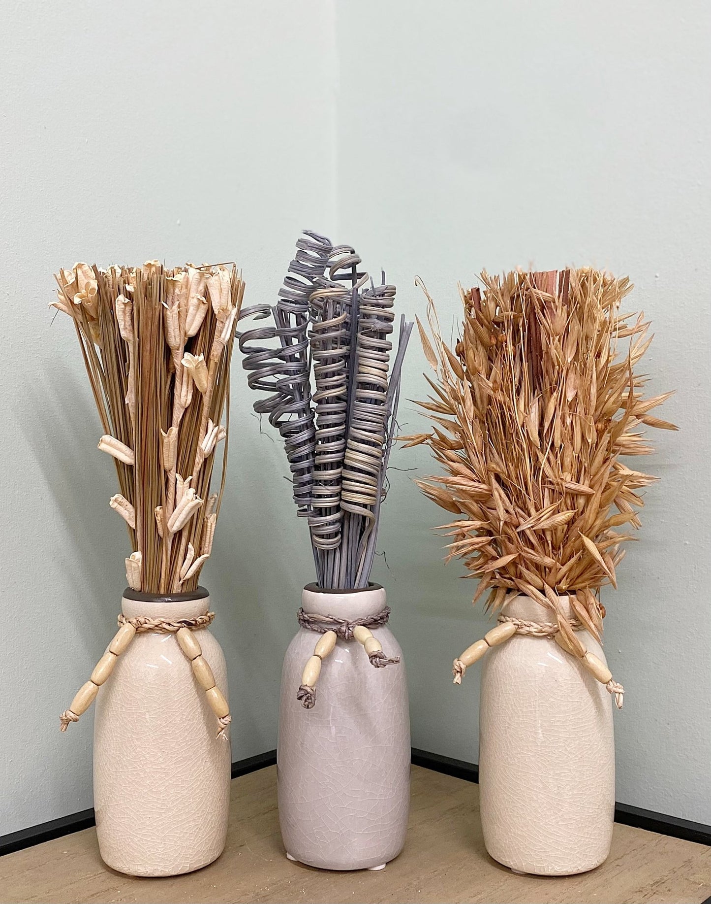 Set Of Three Dried Deco In Vases - Kaftan direct