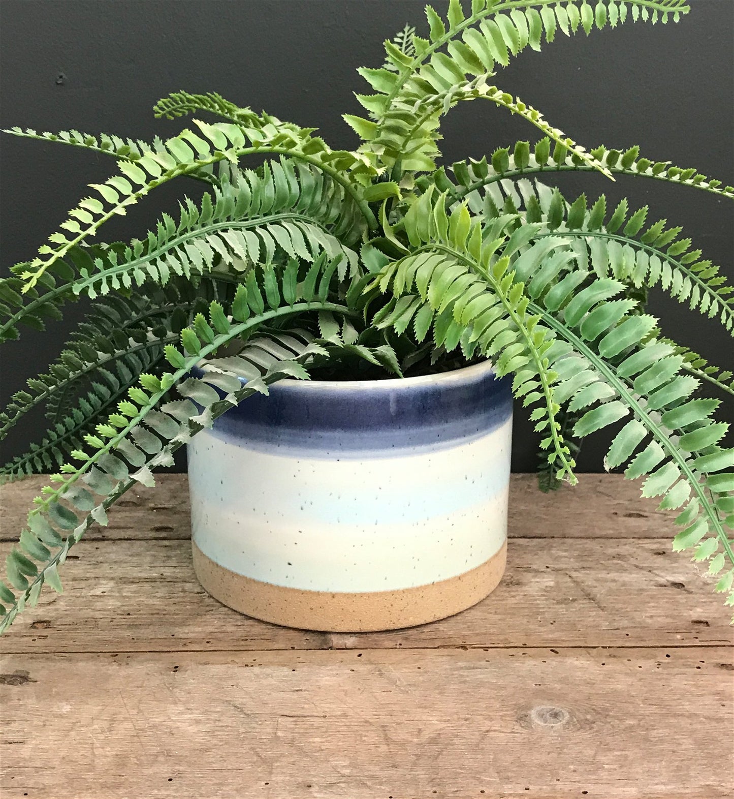 Blue Striped Ceramic Planter - Kaftan direct
