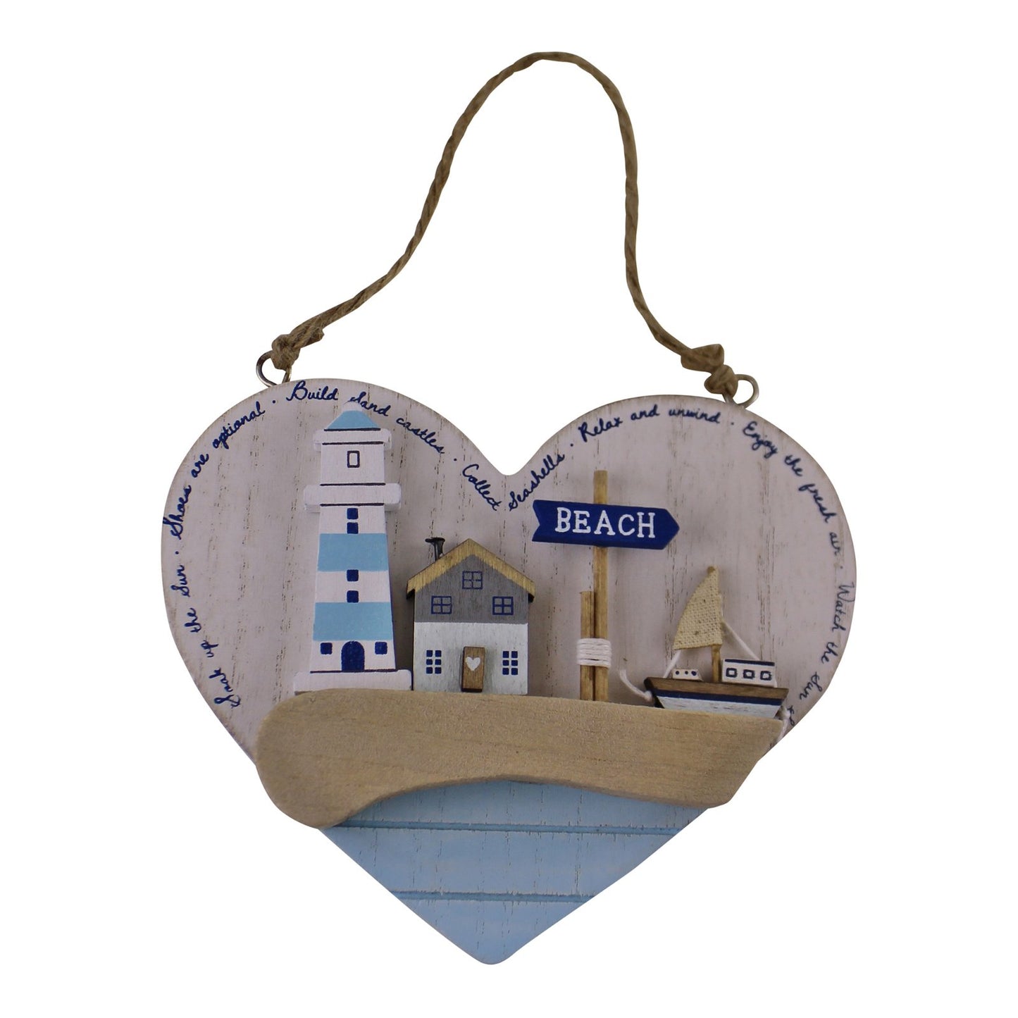 Seashore Hanging Wooden Heart Plaque - Kaftan direct