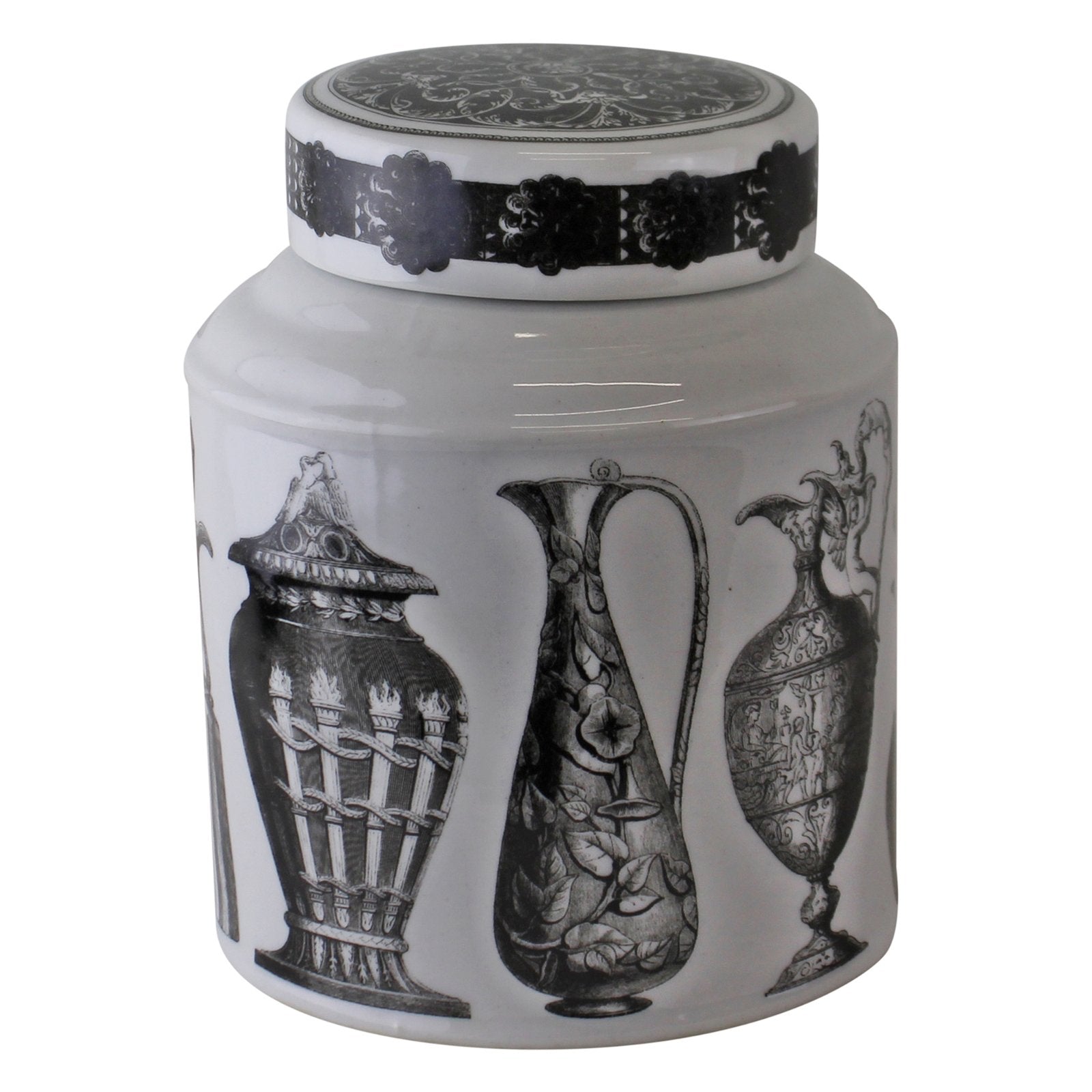 Large Round Grecian Style Porcelain Jar, Grecian Figures - Kaftan direct