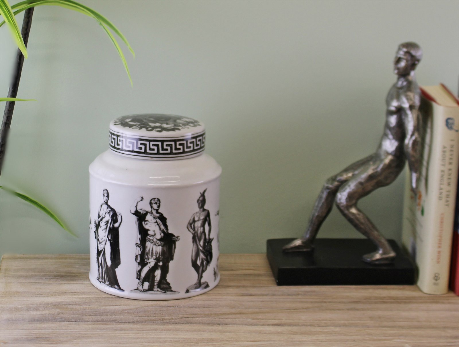 Large Round Grecian Style Porcelain Jar, Grecian Pottery - Kaftan direct