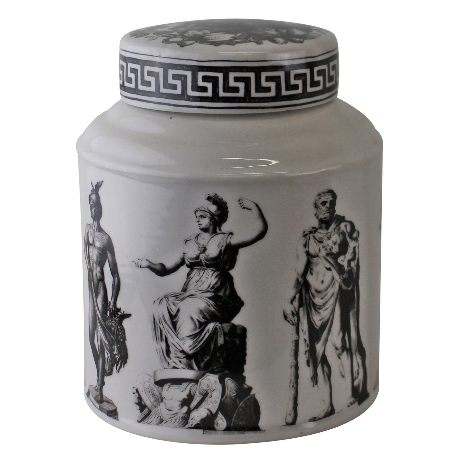 Large Round Grecian Style Porcelain Jar, Grecian Pottery - Kaftan direct