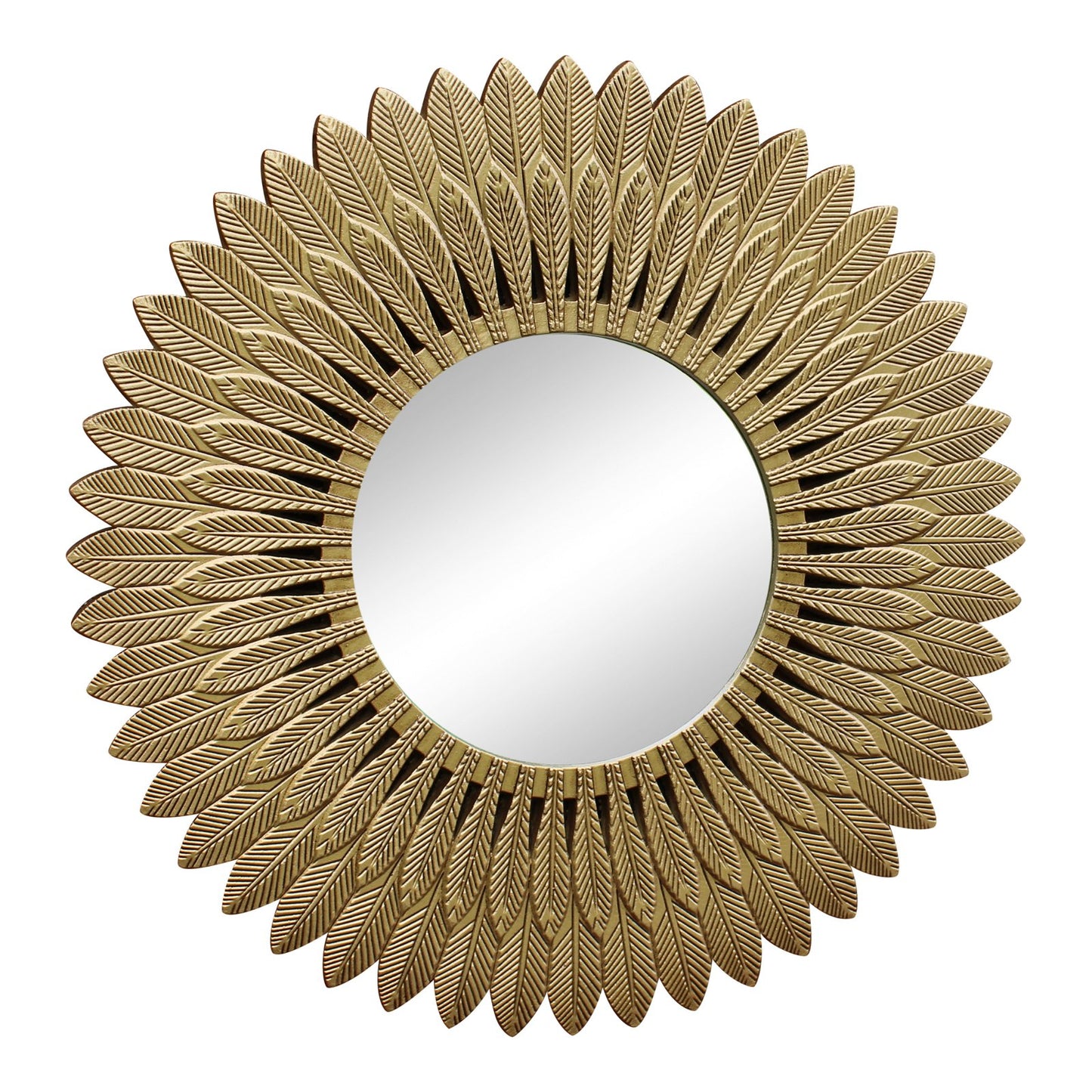 Large Gold Feather Design Mirror - Kaftan direct