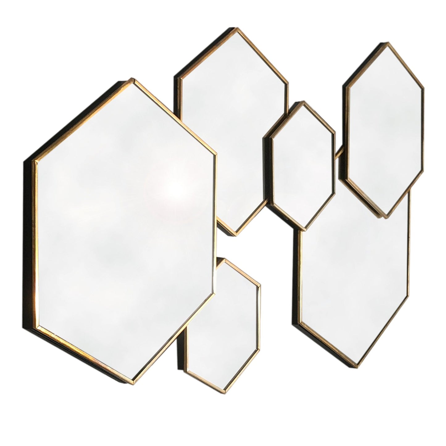Gold Framed Multi Mirror - Hexagonal - Kaftan direct