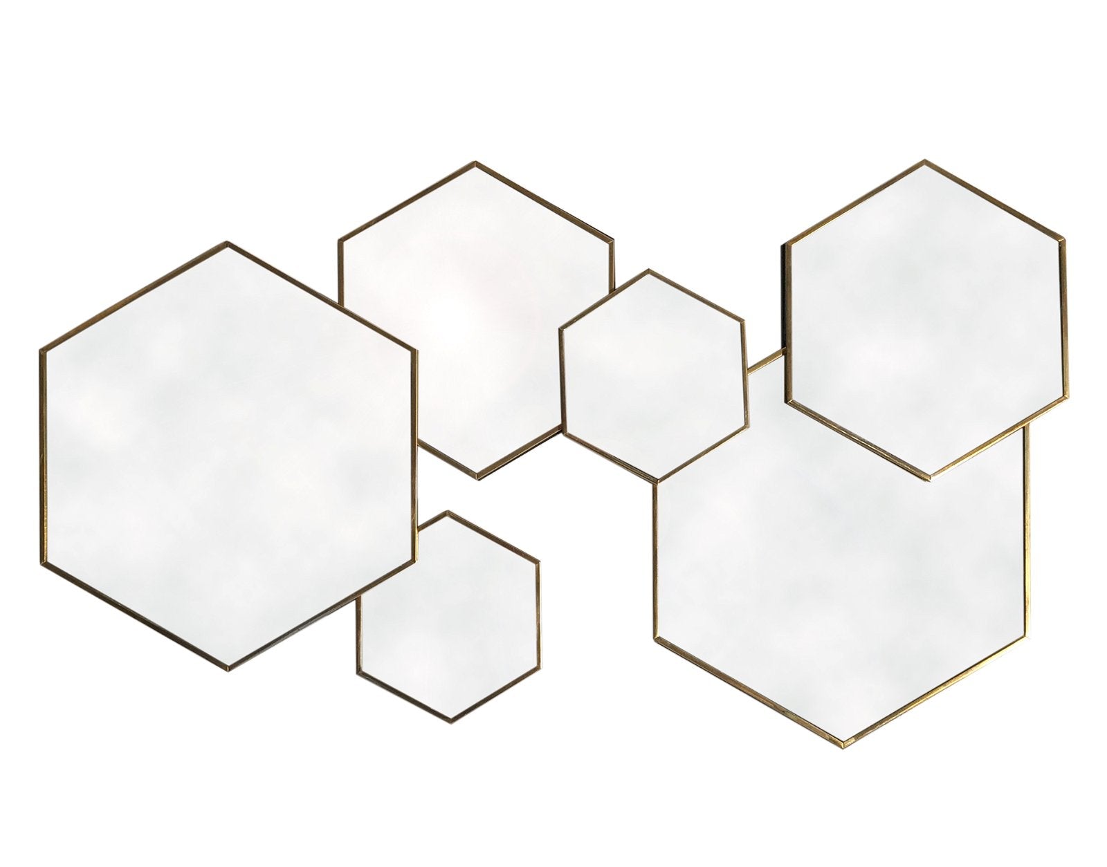 Gold Framed Multi Mirror - Hexagonal - Kaftan direct
