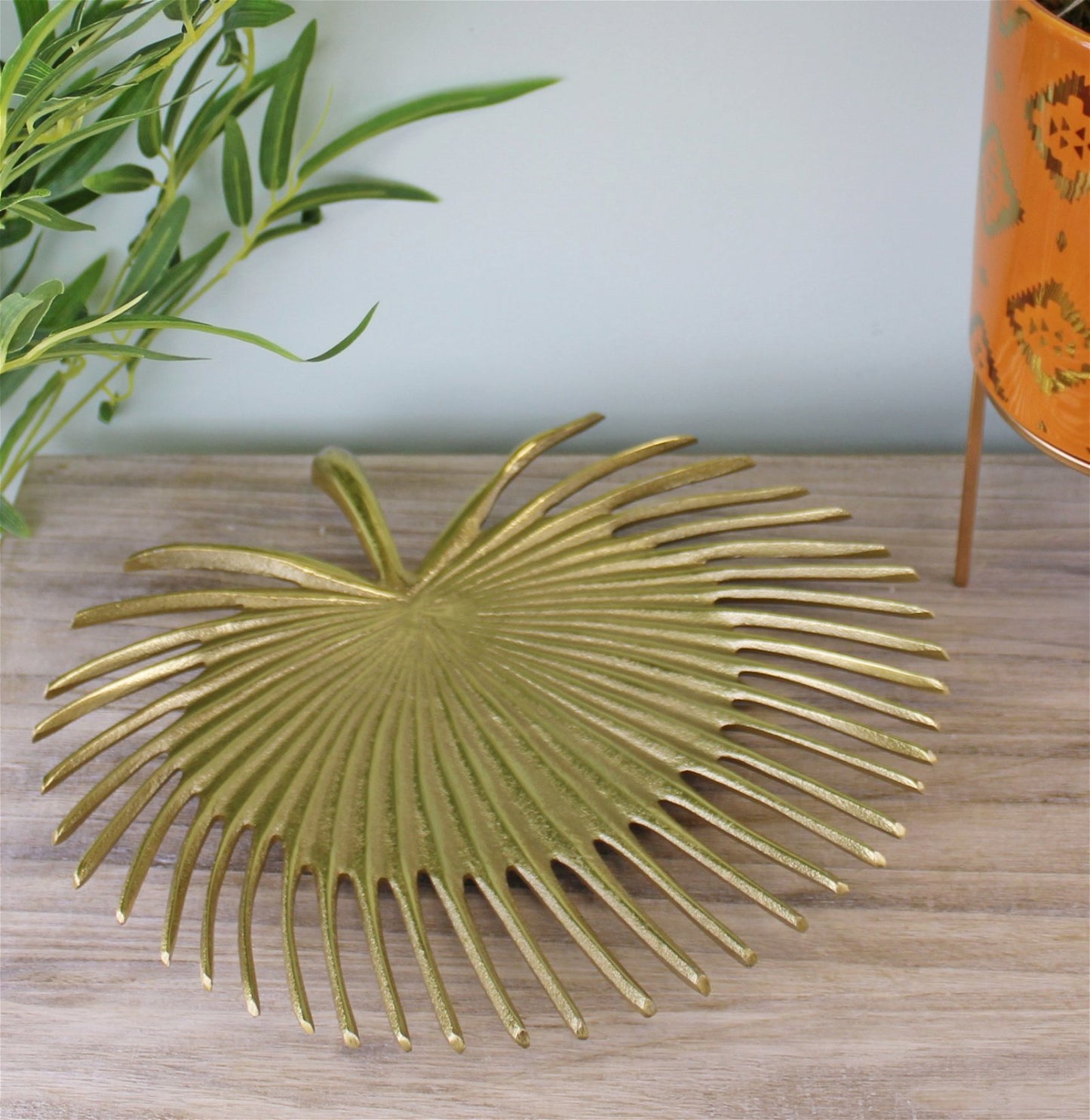 Leaf Shape Gold Metal Decorative Plate - Kaftan direct