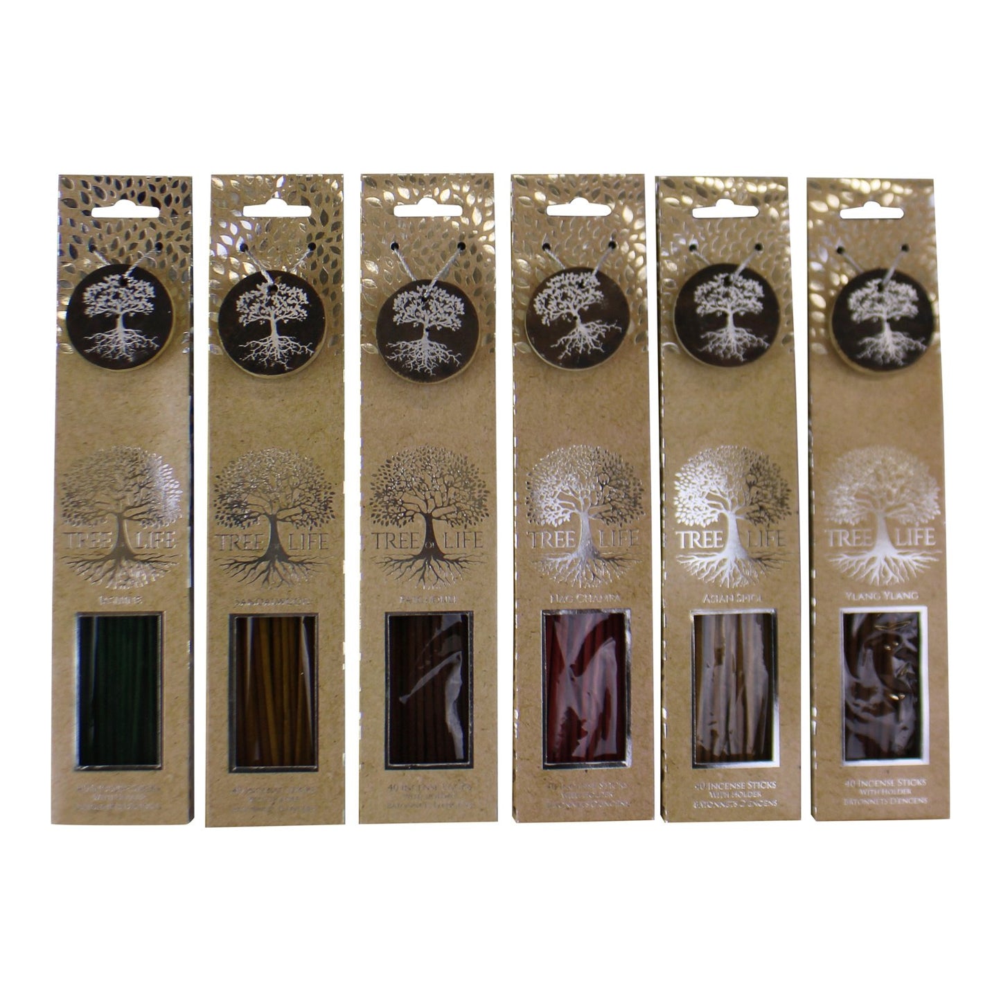 Set of 6 Fragranced Incense Sticks With Holders, Tree Of Life Design - Kaftan direct