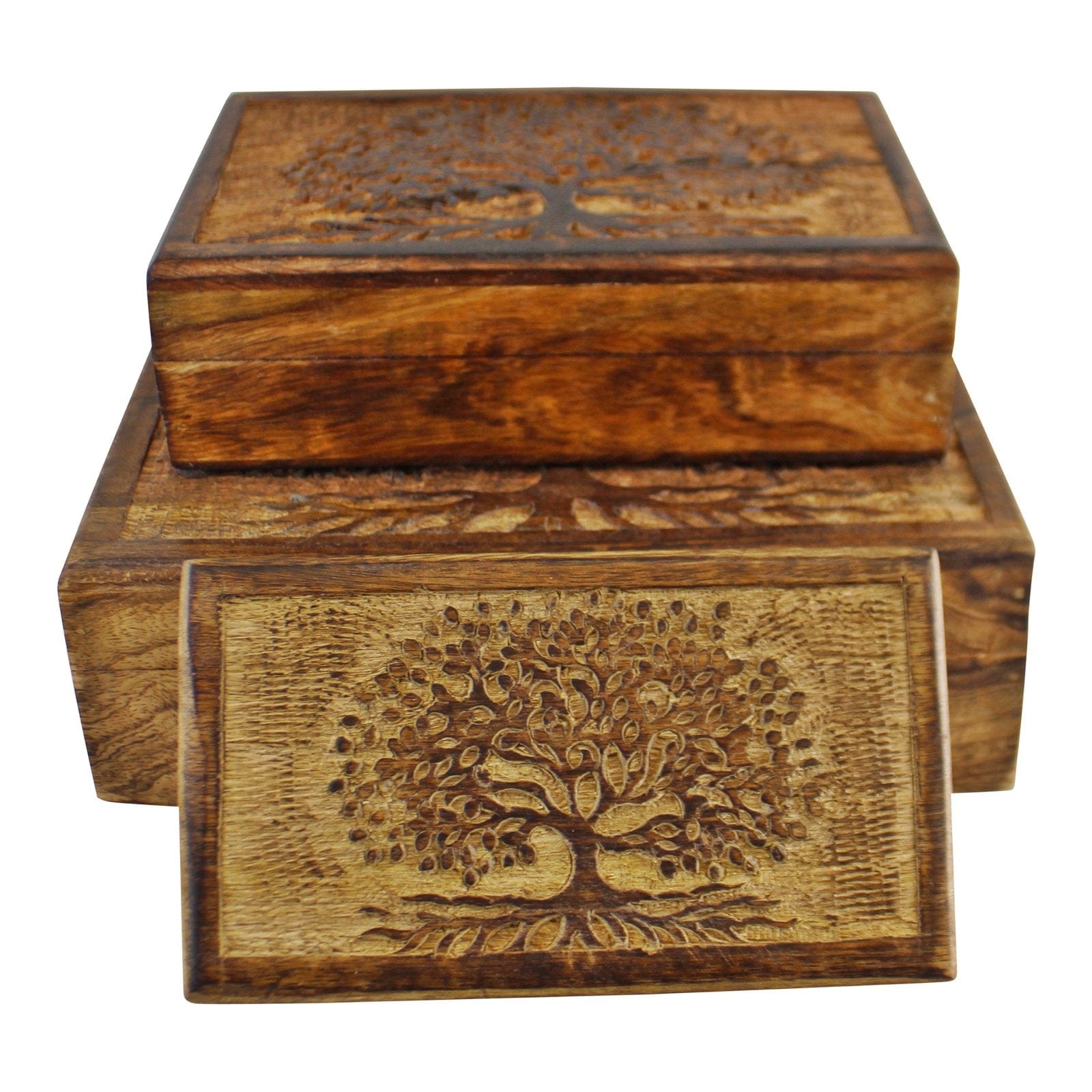 Set Of 3 Tree Of Life Wooden Boxes - Kaftan direct