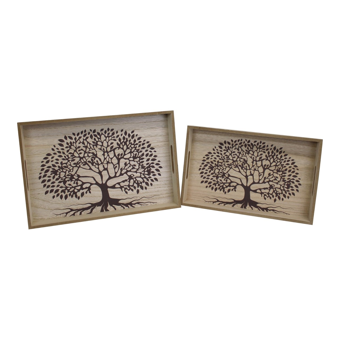 Set Of 2 Tree Of Life Wooden Trays - Kaftan direct