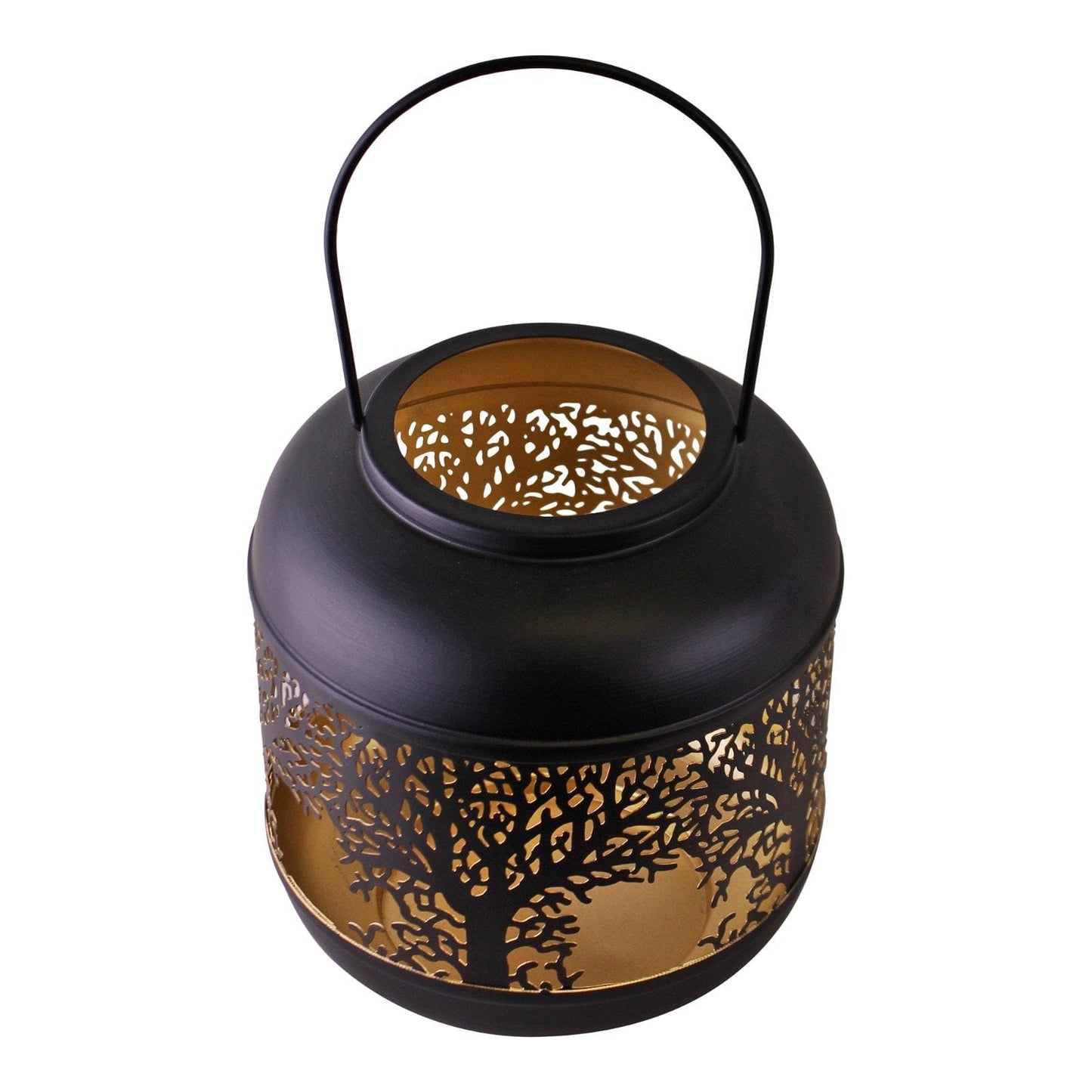 Large Tree Of Life Cutout Design Black Candle Lantern - Kaftan direct