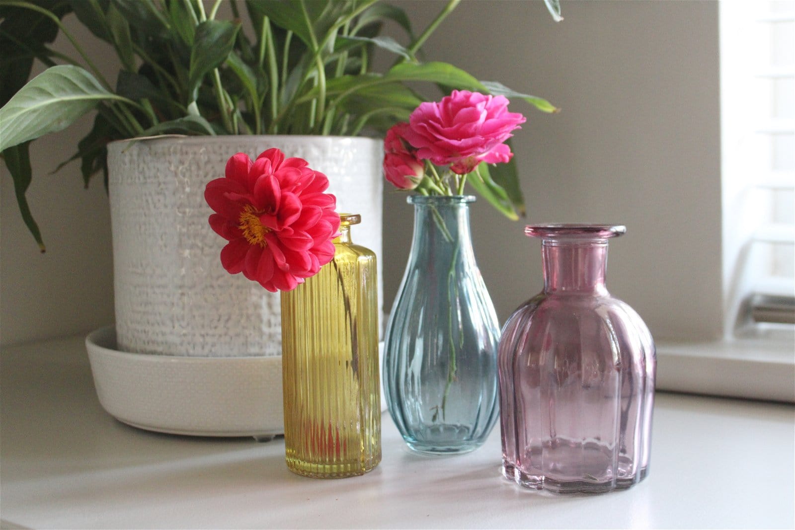 Set of Three Colour Glass Vases - Kaftan direct