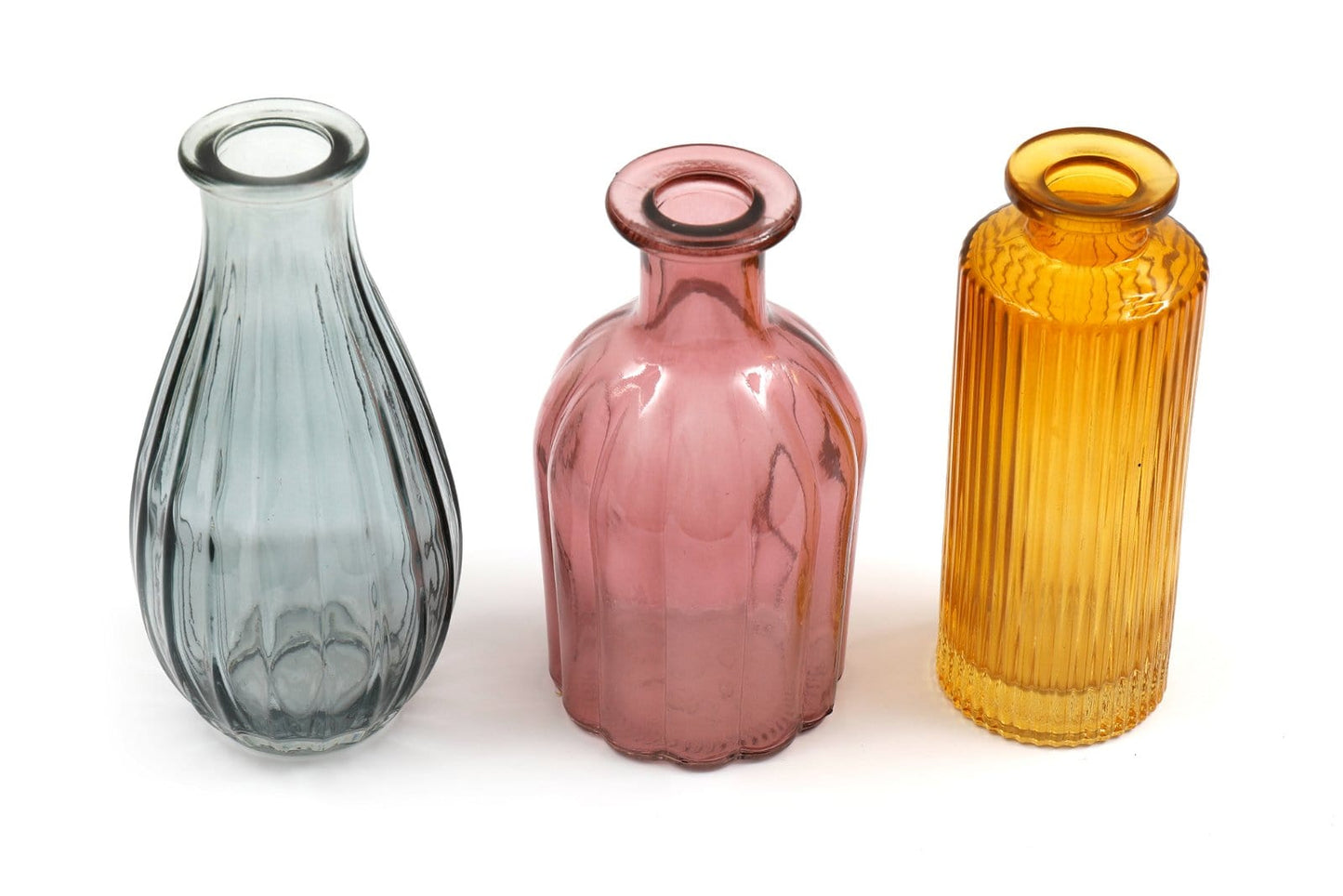 Set of Three Colour Glass Vases - Kaftan direct