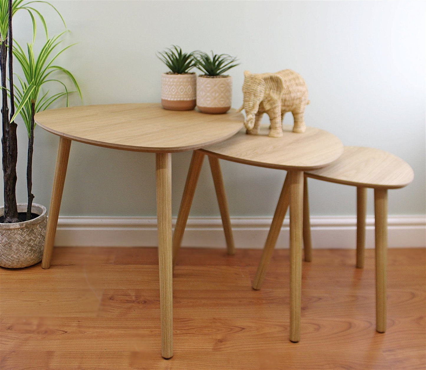 Set of 3 Oval Nest Of Tables, Wooden Finish - Kaftan direct