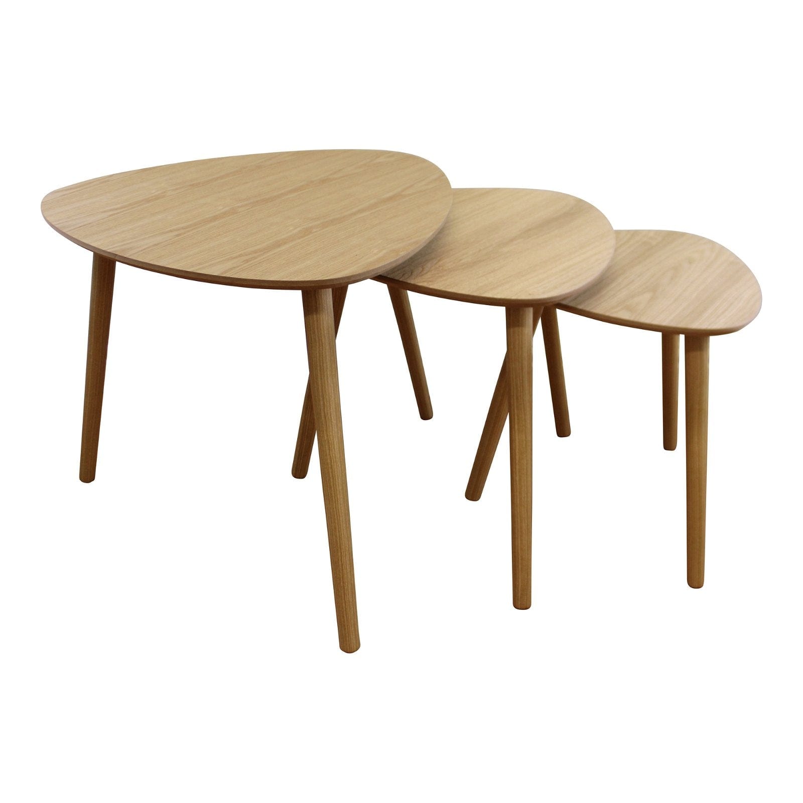 Set of 3 Oval Nest Of Tables, Wooden Finish - Kaftan direct